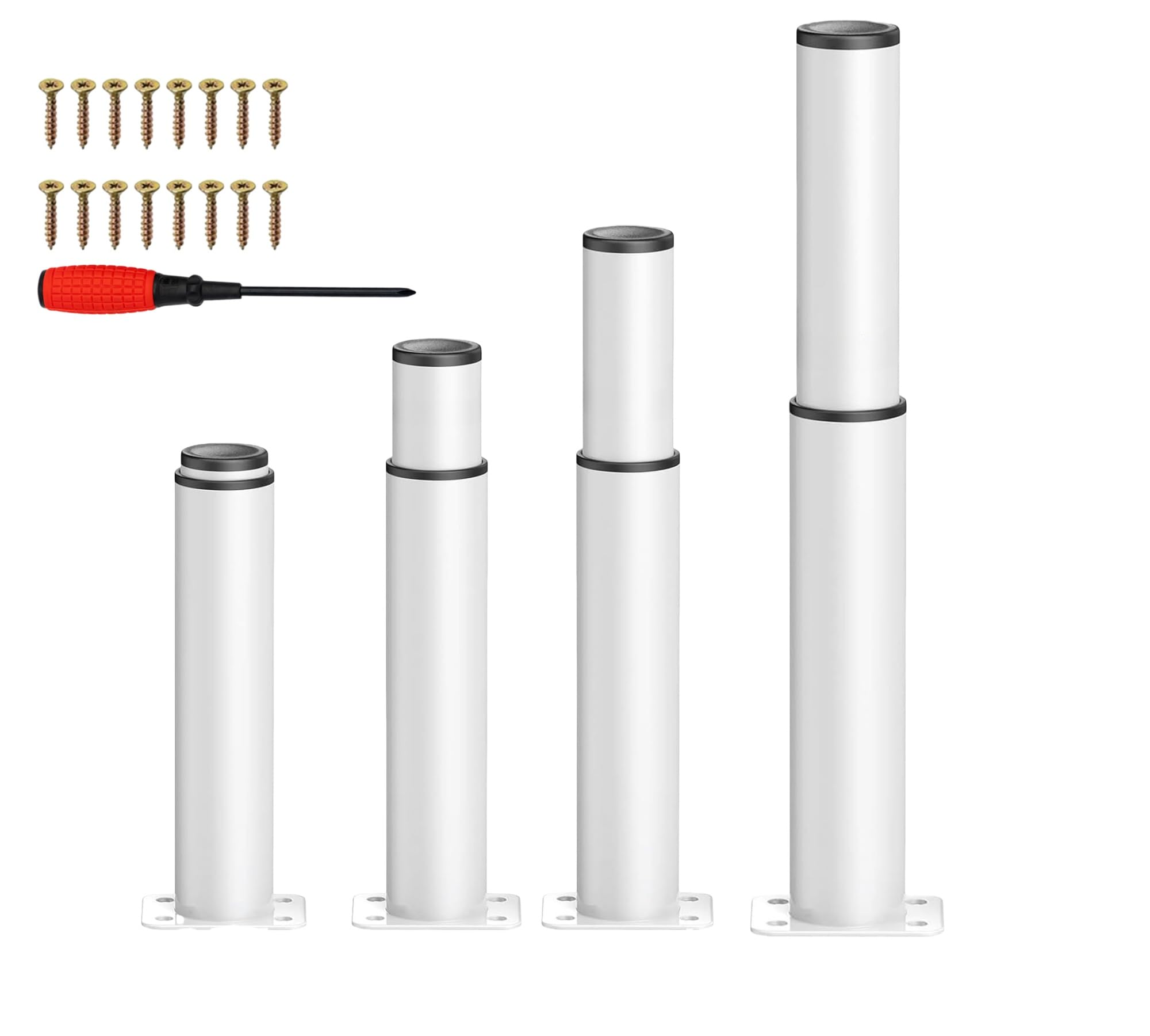 Pieds de meubles blancs réglables 25-43cm pour stabiliser un lit instable