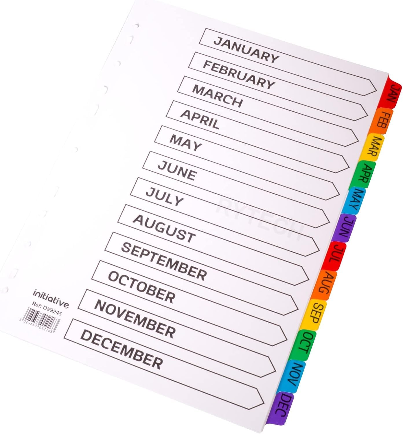 A4 Index Dividers | 12 Part January–December | White Board 160gsm | Coloured Mylar Tabs | Monthly File Organiser for Ring Binders & Folders | Stuff 4 Office (10)
