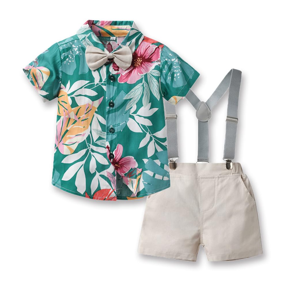 Yanmucy Bebé Niño Ropa de Verano Trajes Hawaiano Niño Pequeño Niños Caballero Mono Traje de Playa Vacaciones Fiesta Camisa Pantalones Cortos Set