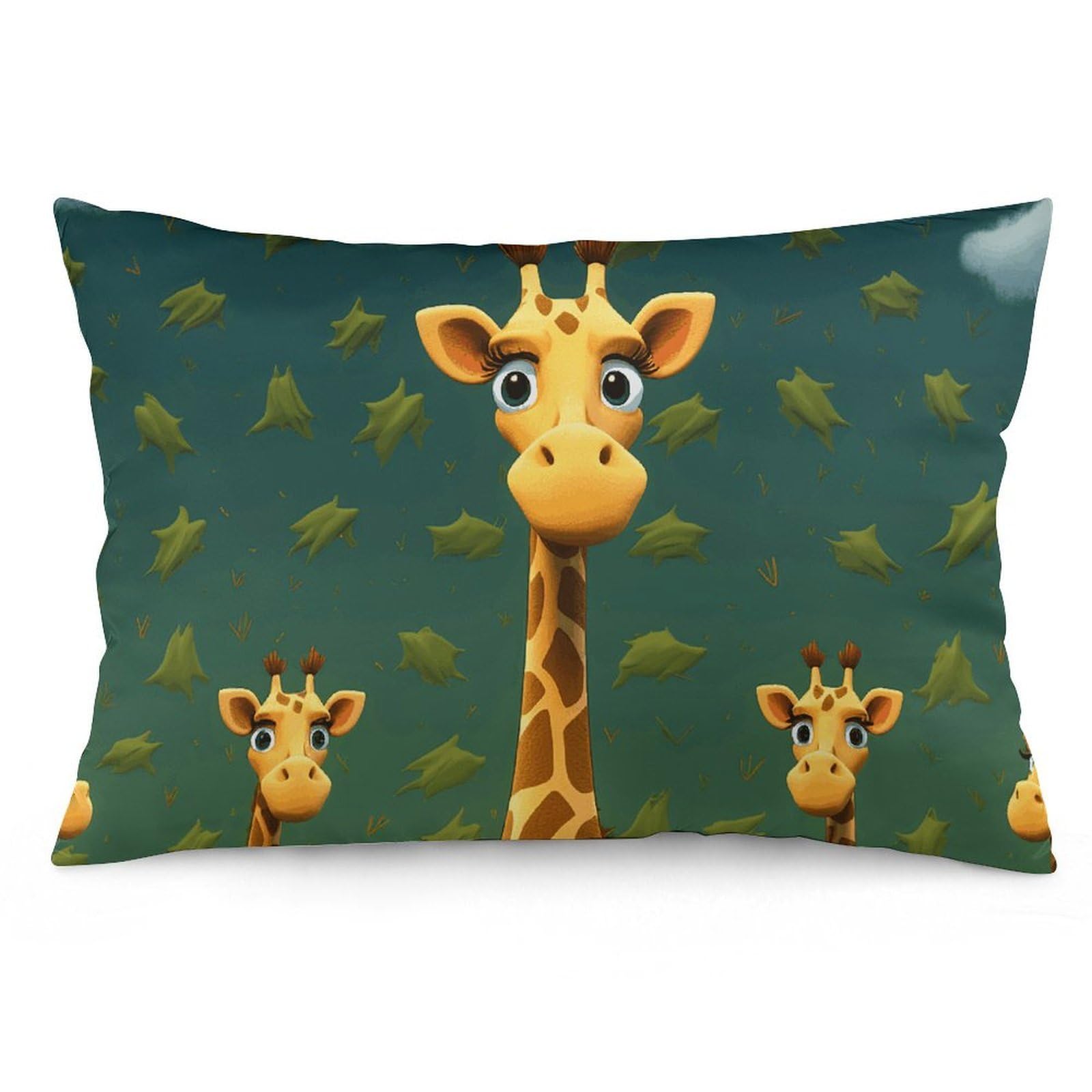2 Pack Pillow Cases for Hair and Skin, Soft Breathable Pillow Case Covers with Hidden Zipper, Cartoon Giraffe Pillowcase 12 "x20 Pillow Covers for Sleeping Gift