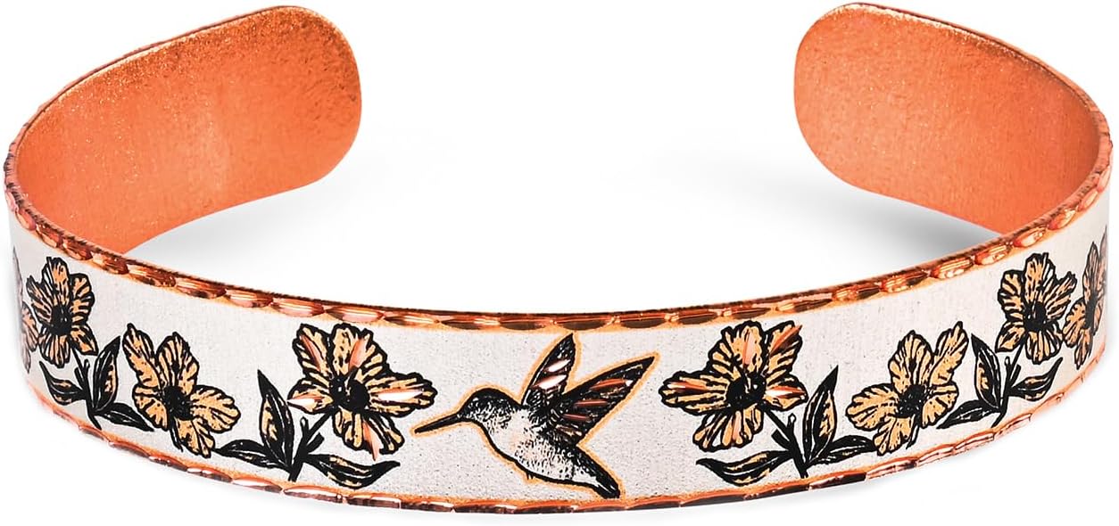 FRONT LINE JEWELRY Handmade Hummingbird Bracelet – Adjustable Copper Cuff Nature-Inspired Bird Lover Bracelet— Hummingbird Jewelry Gifts, Hummingbird Gifts for Women