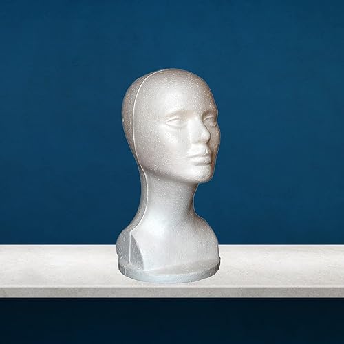 Miniatura 10 de Maniquí de espuma, modelo de cabeza femenina, peluca, sombrero de pelo, exhibición, maniquí de espuma de poliestireno, color blanco (negro)