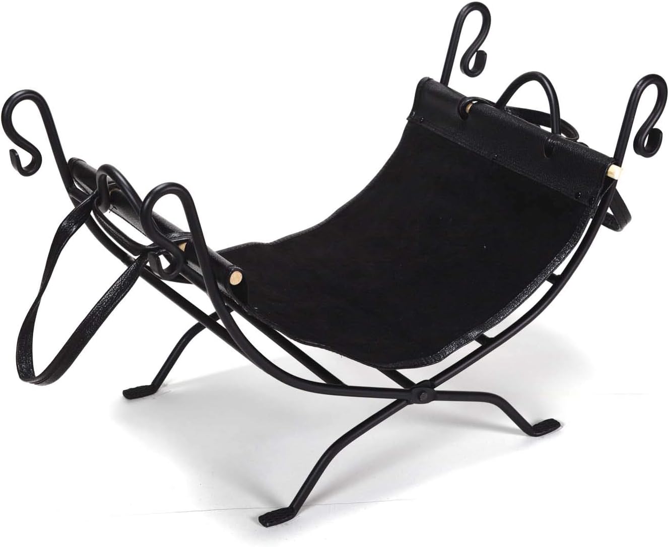 Dagan Black Wrought Iron Log Holder and Carrier (DG-AHL100), 26.75x14-Inches