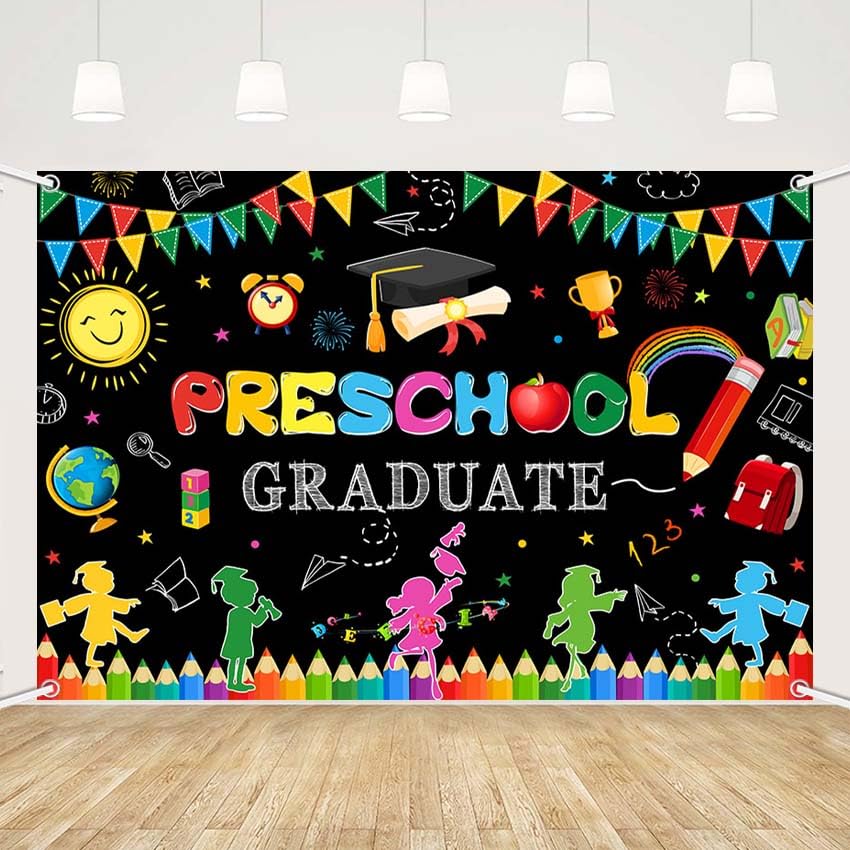 MEHOFOND Preschool Graduate Backdrop Preschool Graduation Decorations Class of 2025 Pre Kindergarten Congrats Grad Party Ceremony Background Photo