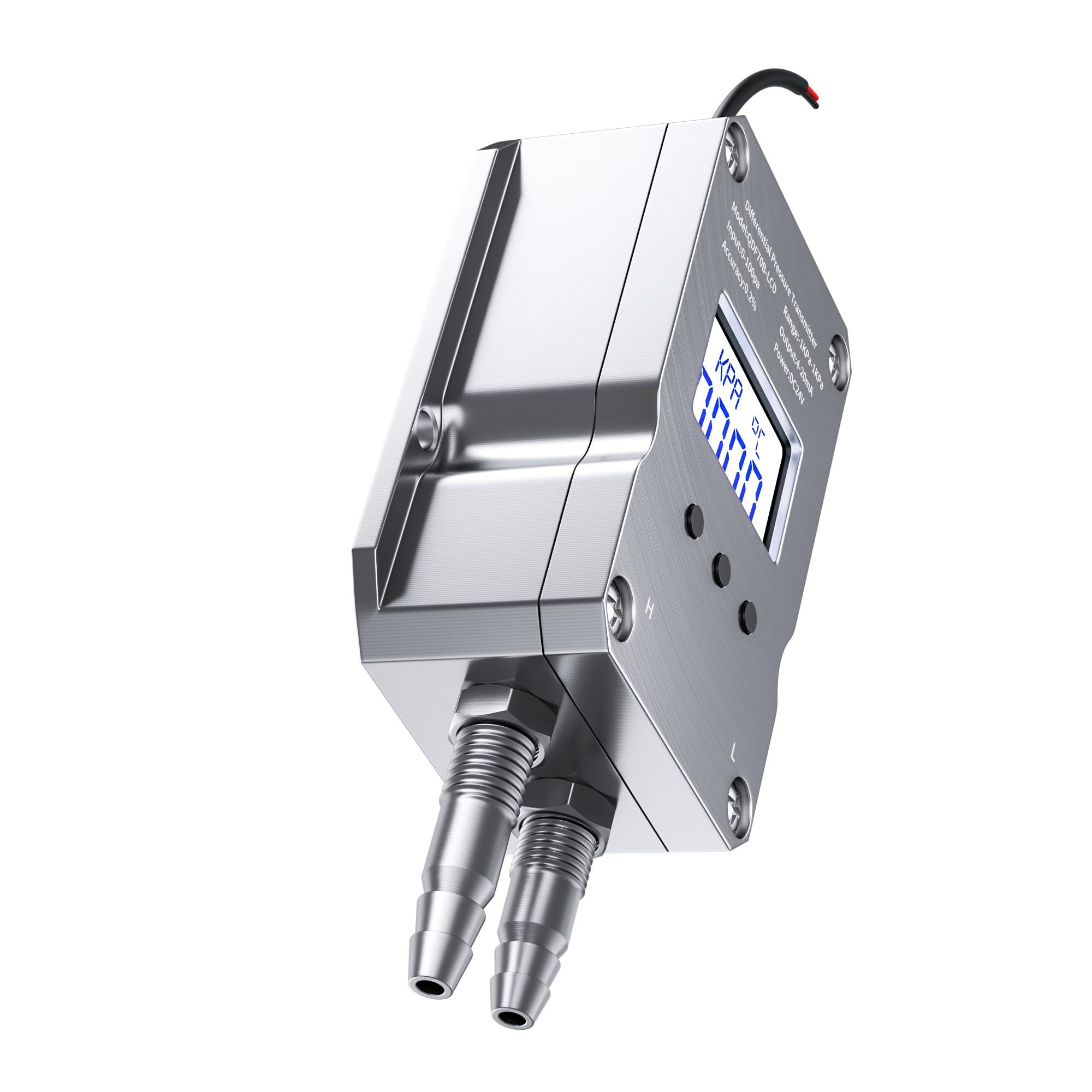 Trasduttore di pressione differenziale 0-100pa 0-200pa 0-500pa 0-1Kpa in uscita 4-20mA 0-10V Misuratore di pressione differenziale digitale 1 pz(Output 4-20mA,-100pa -0)