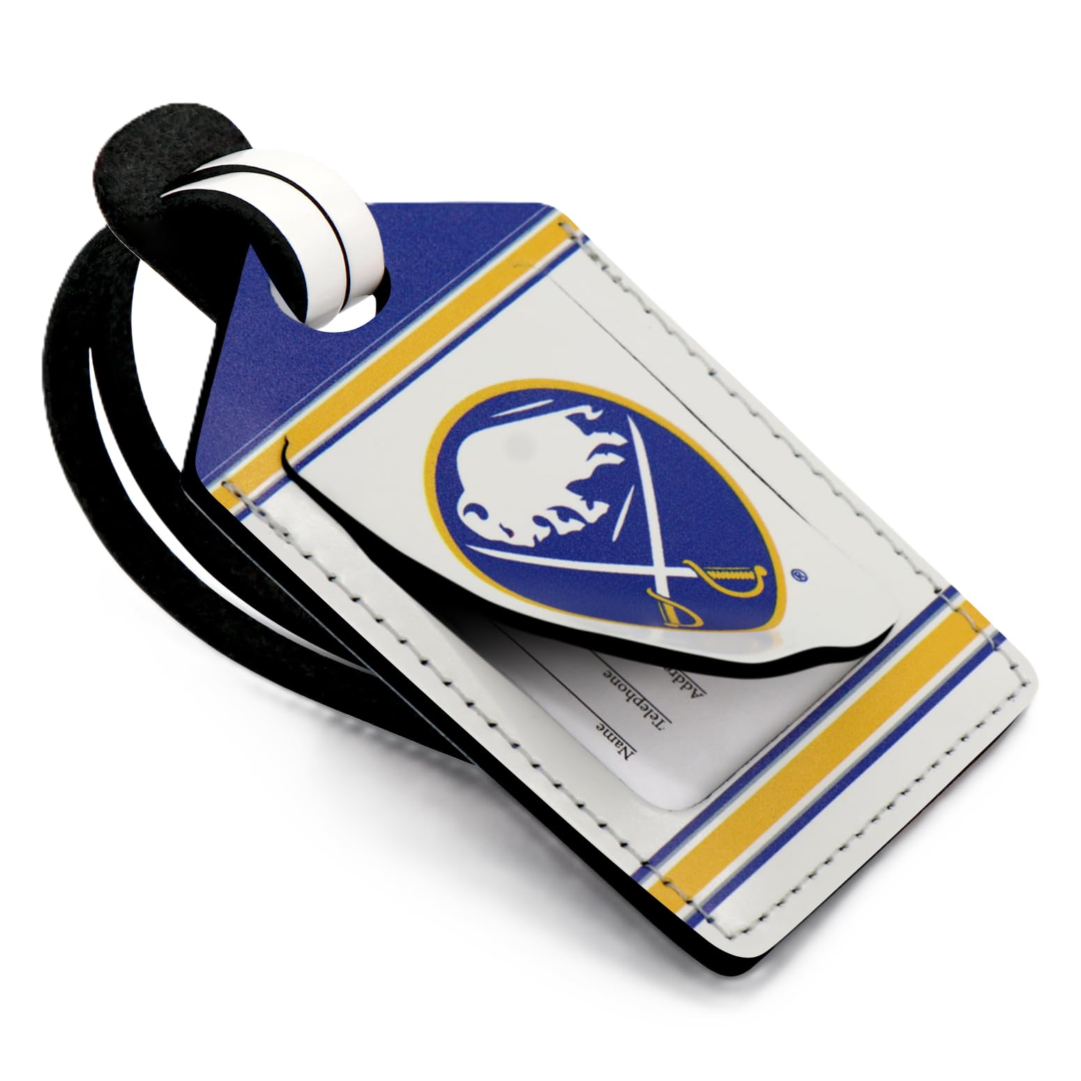 Etichette personalizzate per bagagli con licenza NHL (Buffalo Sabres, blu/bianco)