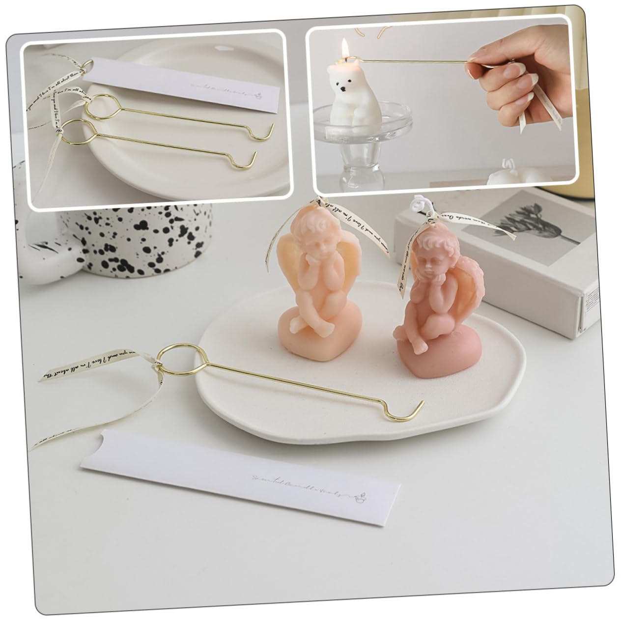 Unomor 2Pcs Candle Wick Extinguisher Candle Snuffer Hooks for Dousing Candle Accessory for Home Weddings and Parties