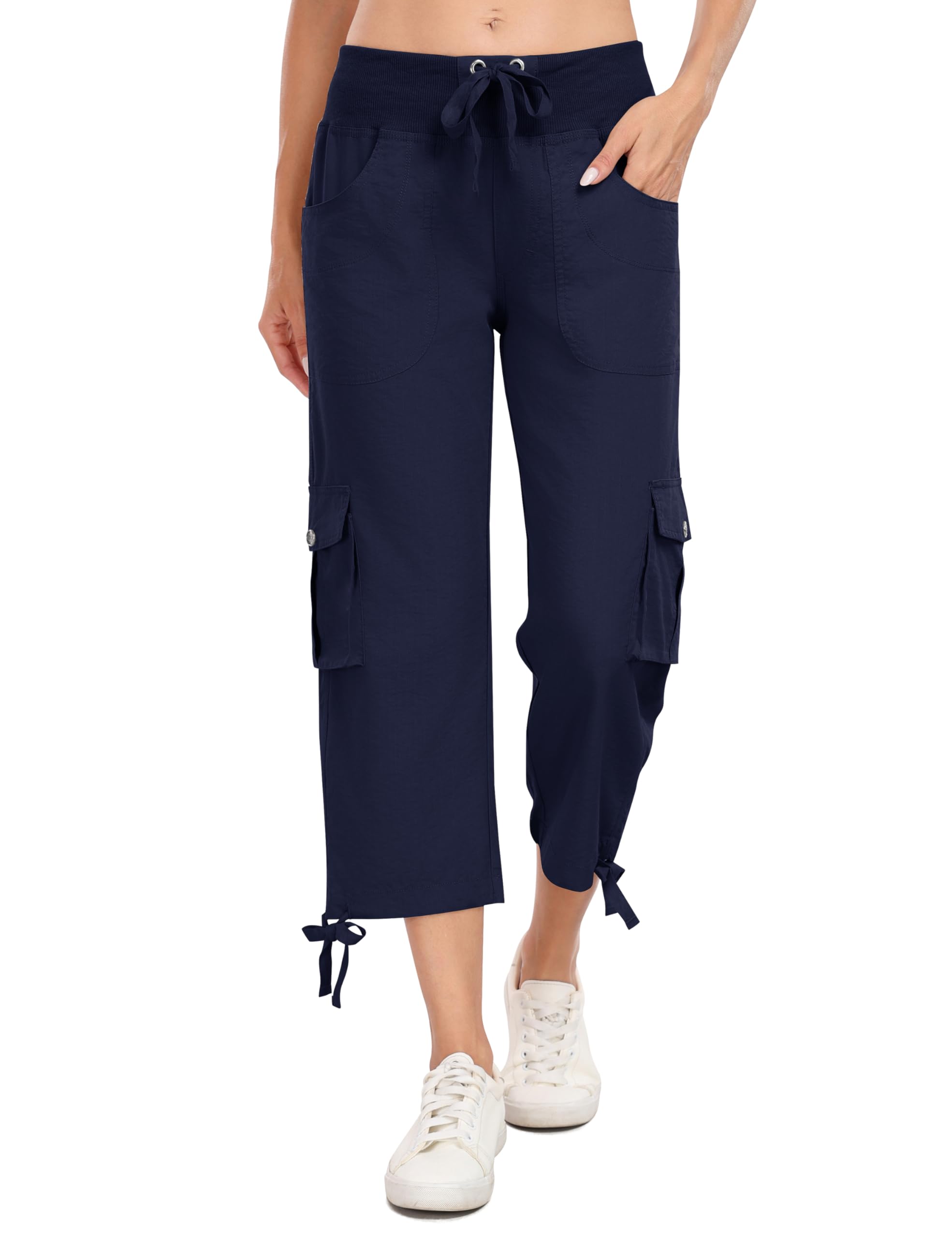 MoFiz Pantalones 3/4 Mujer Verano Pantalones Piratas Cargo de Senderismo y Viajes Pantalon Capri Informales de Moda con 6 Bolsillos