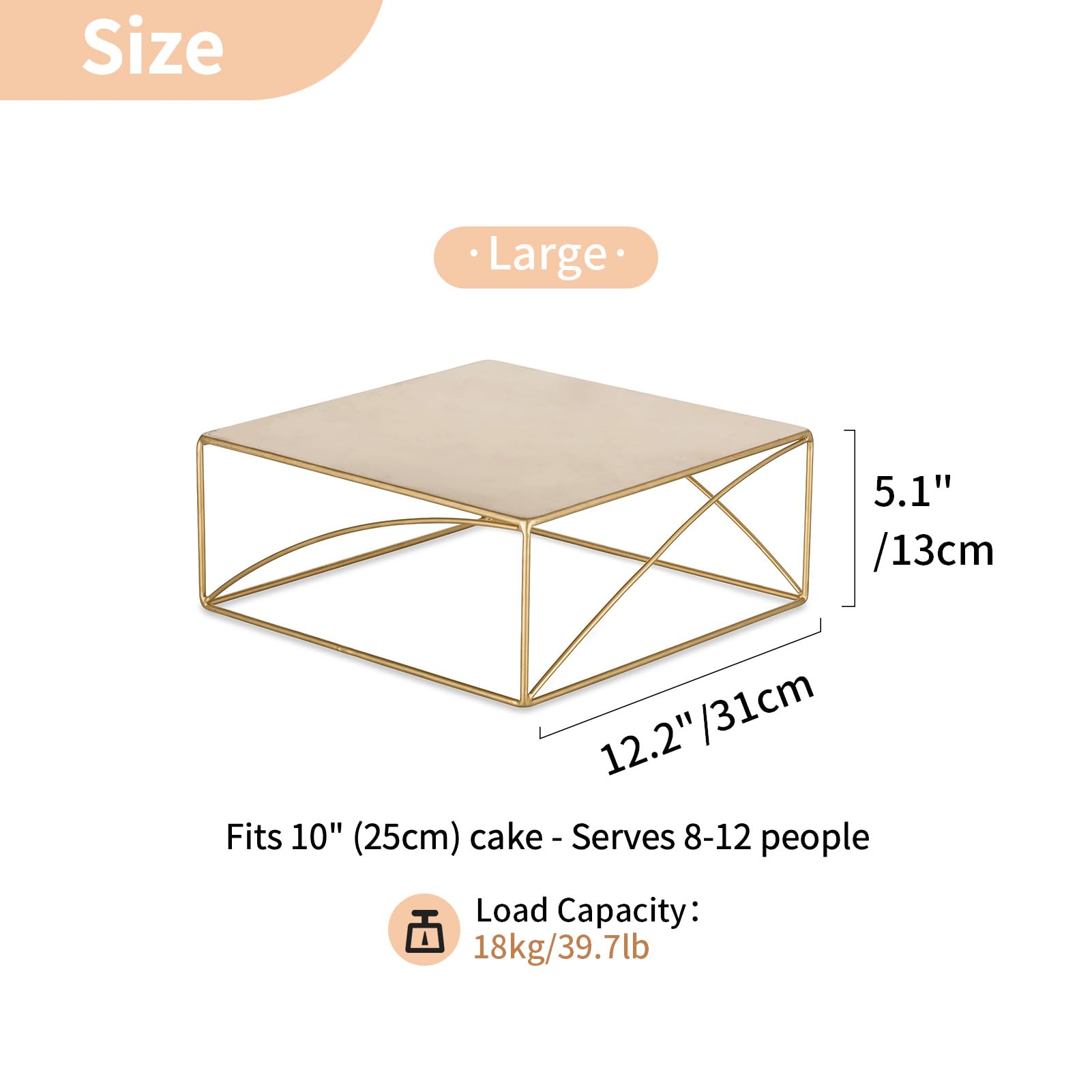Nuptio Tarta Soporte Cake Pedestal: 31cm Boda Oro Expositor Stand Cupcakes Decoracion Pie Metal Escuadras Metalicas Estructura Baby Shower Navidad