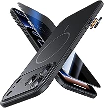 JUESHITUO iPhone 17 Pro MAX Ultra Slim Case Compatible with MagSafe [Includes Privacy Screen Protector][Lens Protection & Camera Button][Anti-Dust, Ultralight] - Black