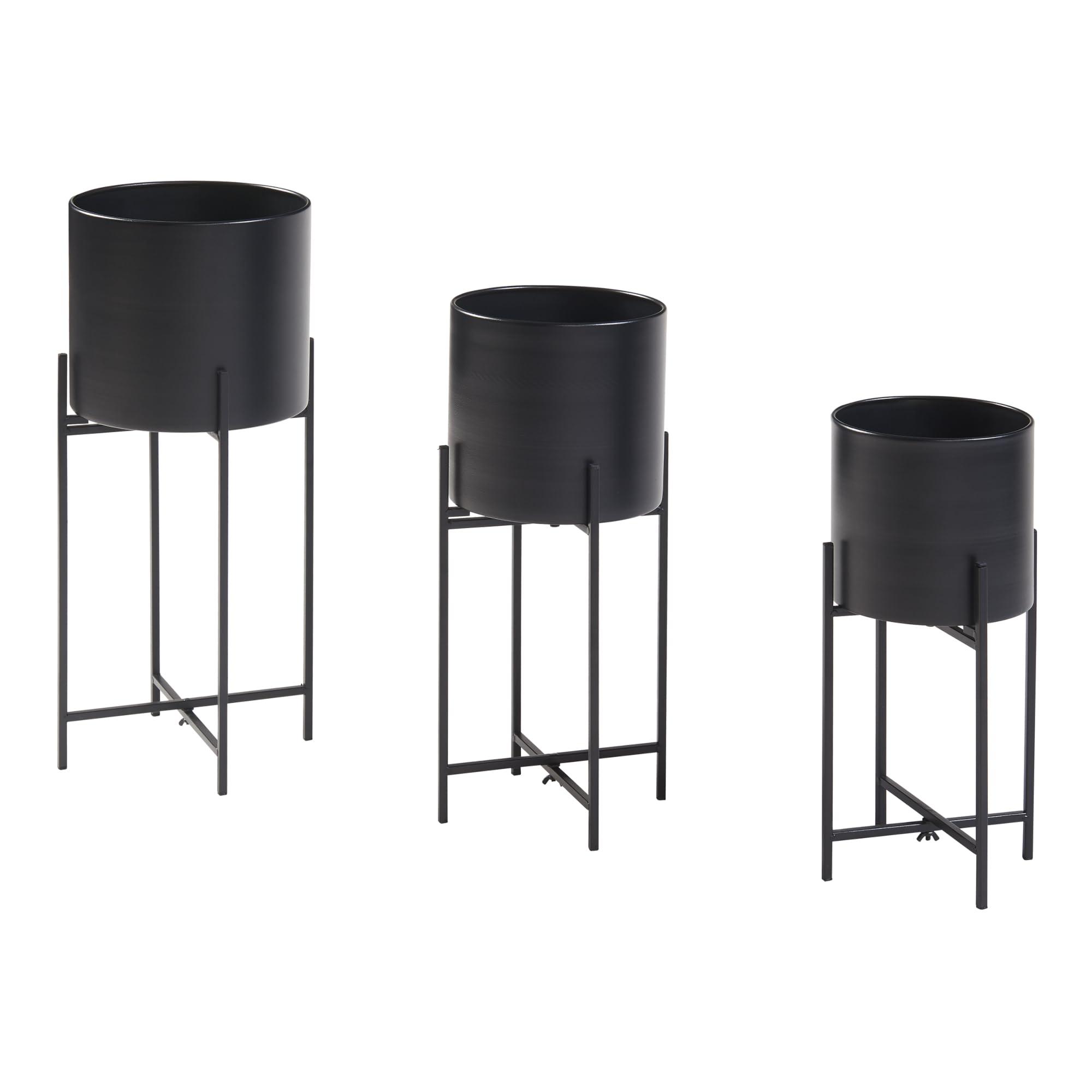 [en.casa] Pflanzenständer Orsa 3er Set Blumentopfständer Blumentofphalter Pflanzenregal in 3 Größen Blumenständer Blumenhocker Metall Schwarz