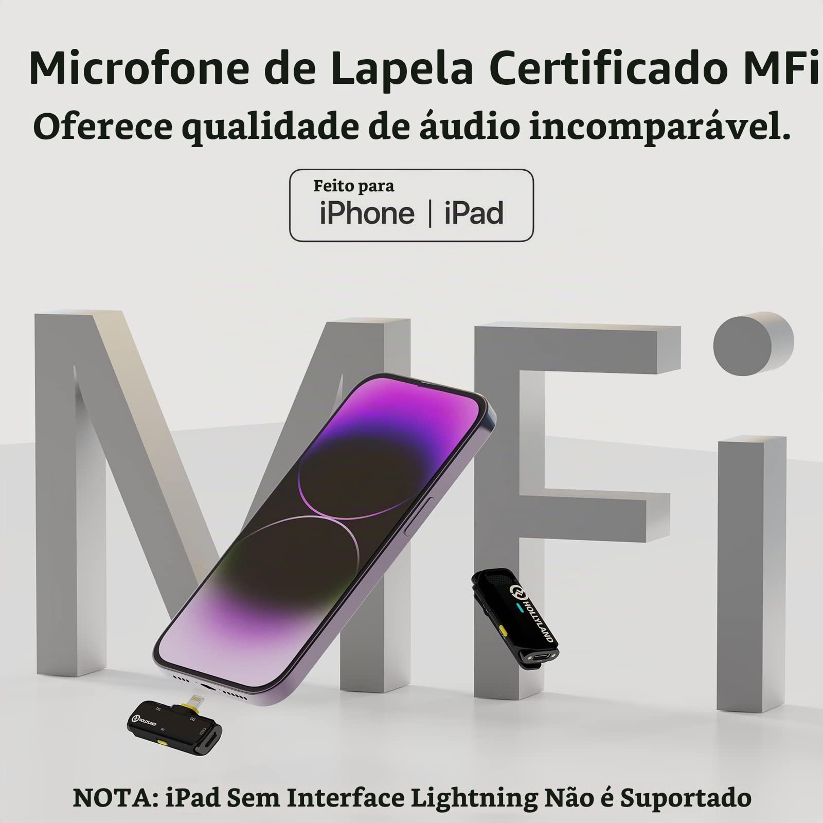 HollyView Hollyland Lark C1 Microfone de Lapela Sem Fio para