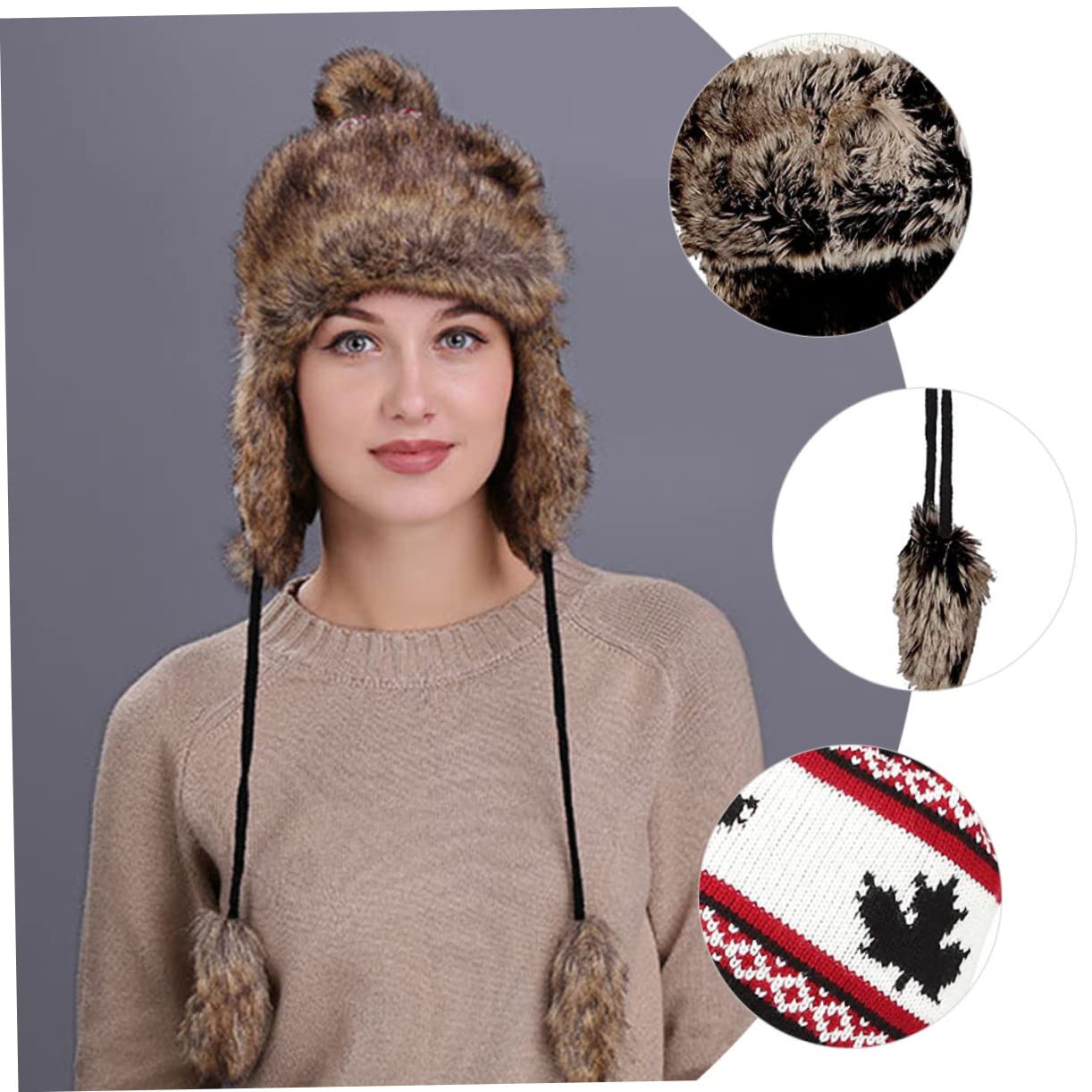 4 Piezas gorro de arce sombrero de mujer gorra con orejeras sombrero con orejeras gorro termico cálido caliente aire a prueba de viento lana