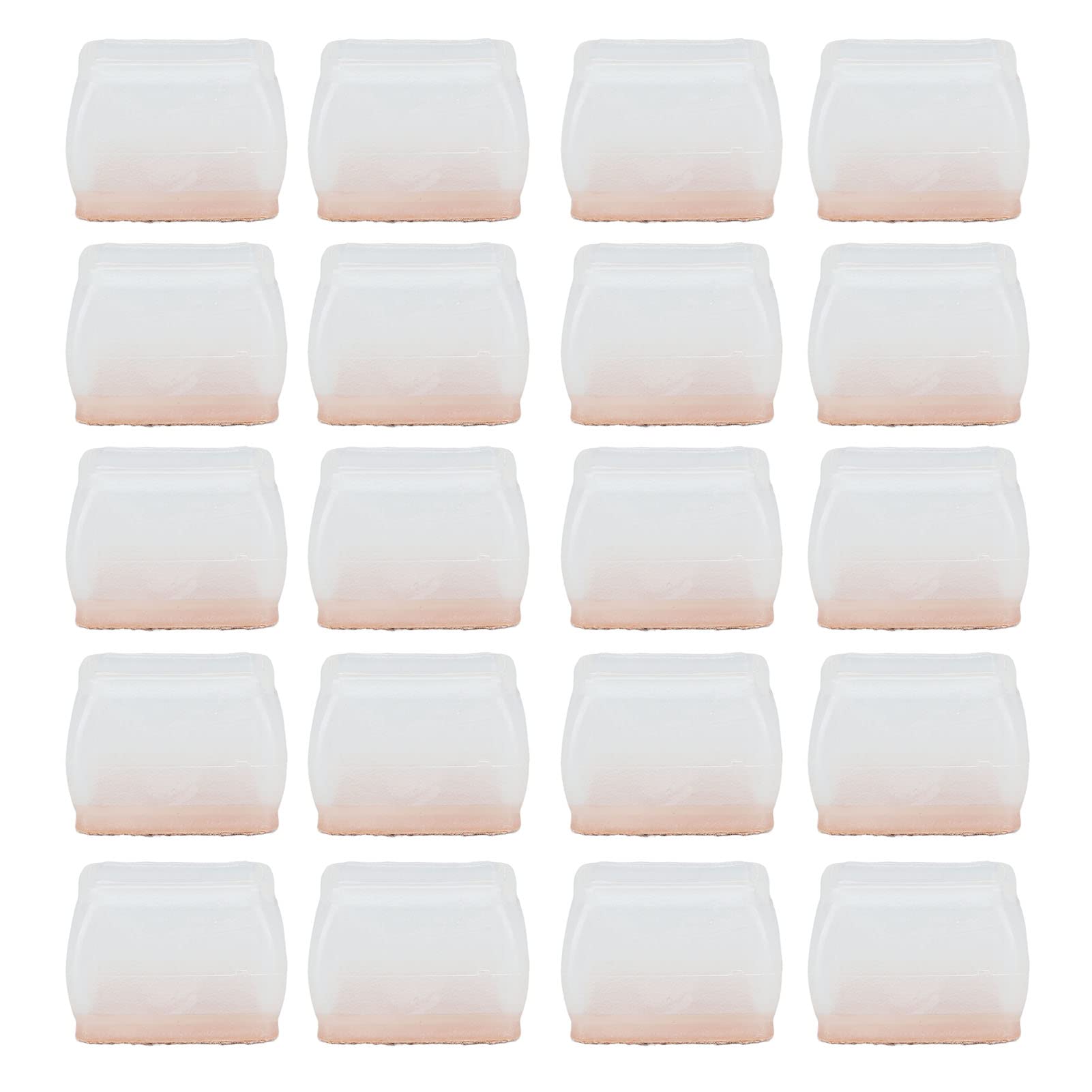20 Protectores de Suelo para Patas de Silla, Cubierta Transparente para pies de Silla Hecha de Fieltro y Tapas de Goma para Patas de Silla para Proteger los Suelos de arañazos (Rectangular, Grande)