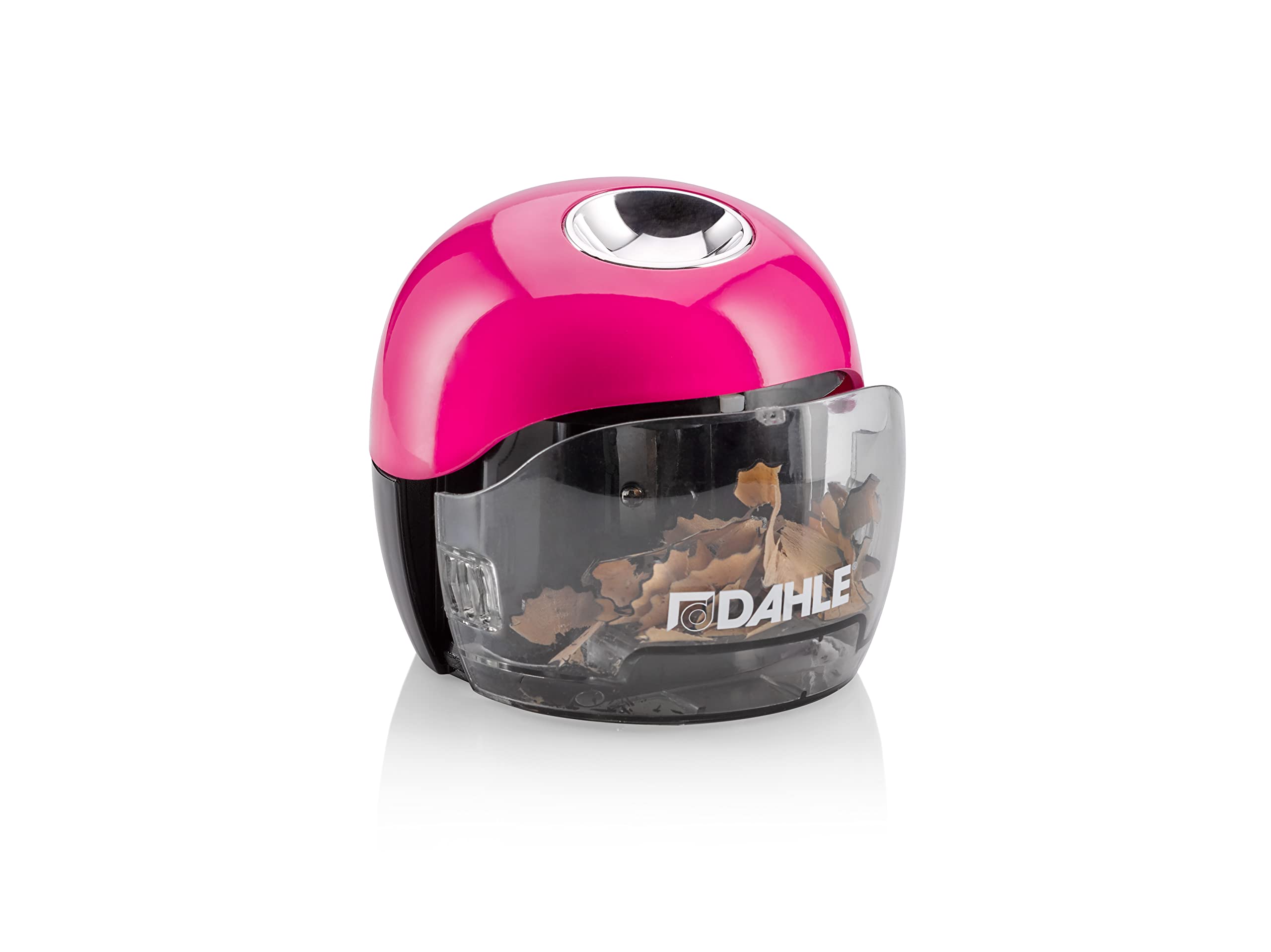DAHLE 00250-16892 Taille-crayon électrique 250, 2 couteaux opposés, alimenté par piles, magenta
