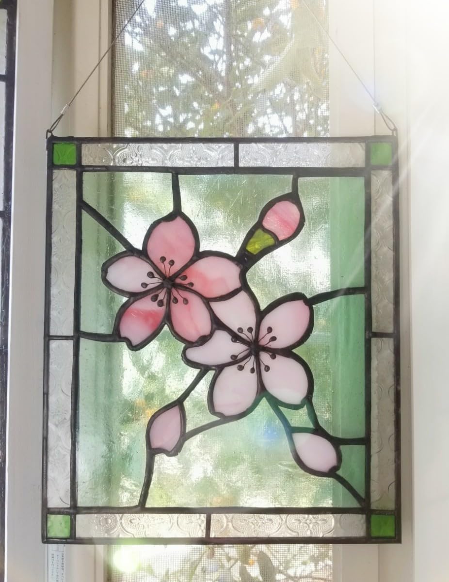 Amazon.co.jp: 春にぴったり ステンドグラス 桜モチーフ パネル