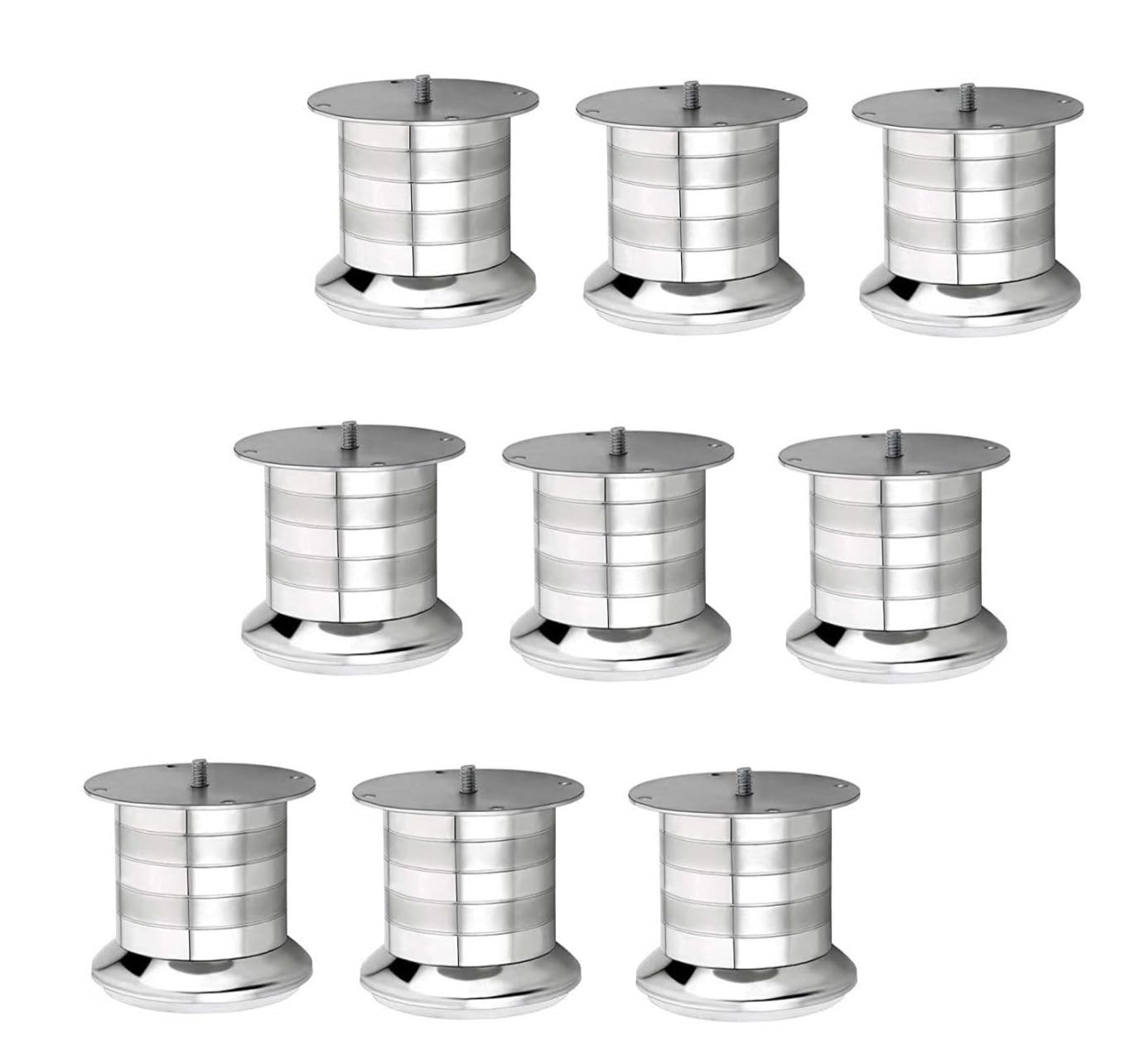 SANJARI 6 Inch Stainless Steel Unique Premium Round Design Two-Tone Finish Model Sofa Leg (65 MM) (6 Inch, Pack of 9)