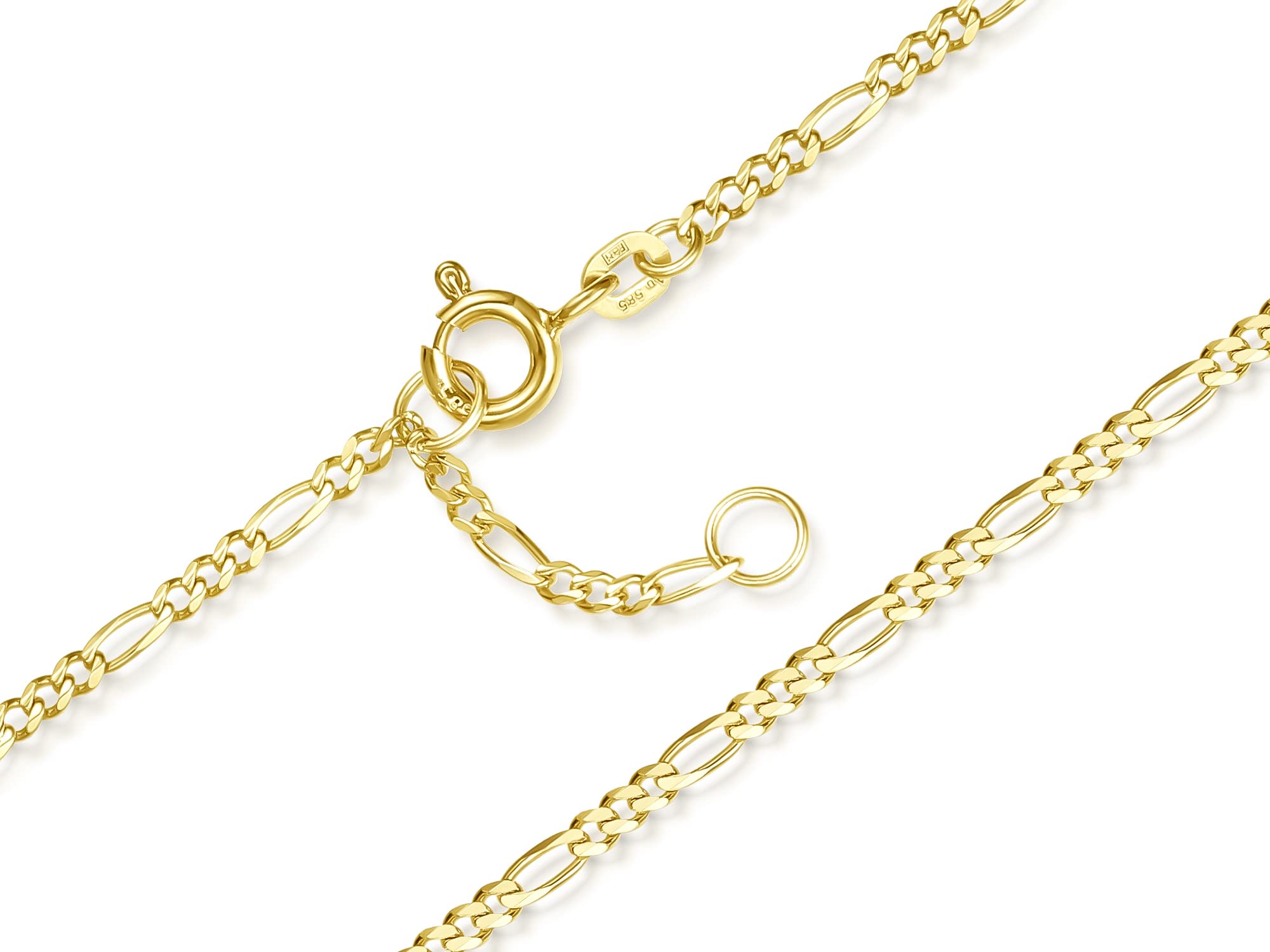 Fußkette Figaro Breite 2mm | aus echt 585 Gold | hochglanzpolierte Fußkette | Echtgold mit Federringverschluß
