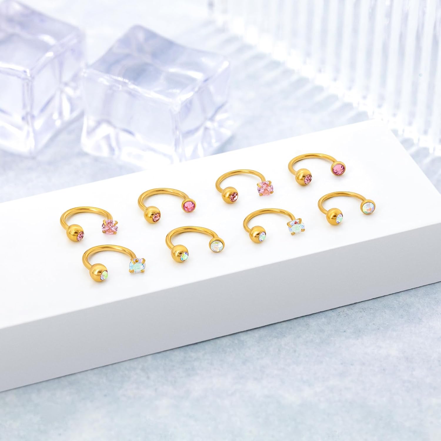 2Pcs 18G 20G Horseshoe Nose Rings Studs, Threaded Lip Septum Rings 316L Stainless Steel Labret Eyebrow Daith Helix Tragus Cartilage Earrings Piercing Jewelry