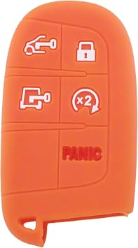 Silicone Smart Key Fob Cover for 2025 2024 2023 2022 Ram ProMaster 1500 2500 3500 5 Buttons Orange
