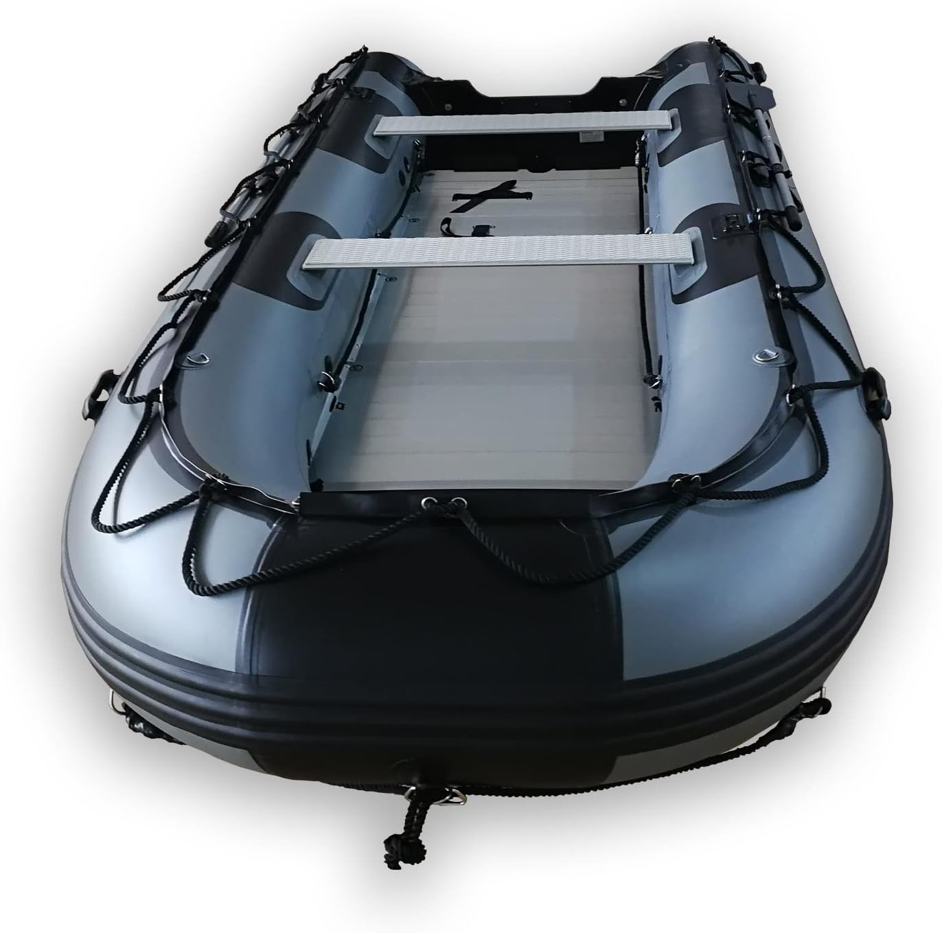 Seamax HD430 14 Feet Heavy Duty Inflatable Boat, Max 9 Passengers and 35HP Rated-(Dark Grey)