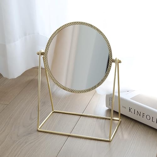 Miniatura 5 de LONGSHENG - SINCE 2001 - Espejo de maquillaje de una sola cara, espejo vintage con rotación de 360, espejo cosmético de metal, espejo redondo de