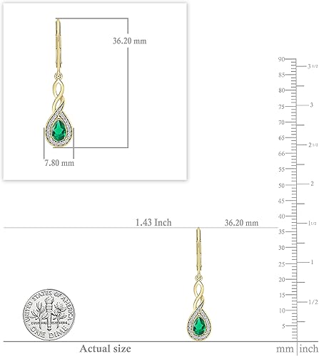 Miniatura 5 de Dazzlingrock Collection Aretes colgantes de 0.236 x 0.157 pulgadas (0.236 x 0.157 in) con forma de laboratorio de peras y diamantes blancos