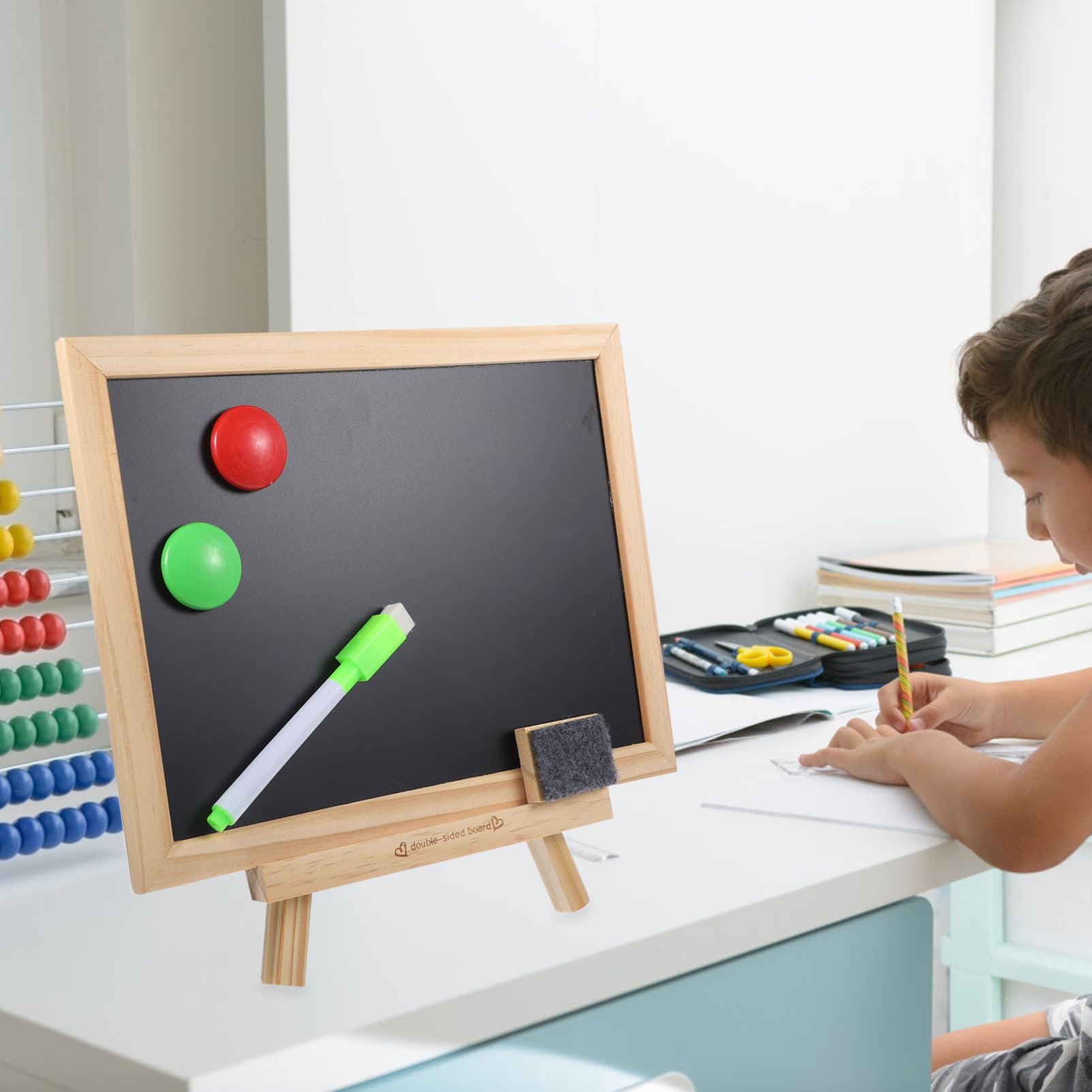 Doppelseitiges Magnetisches Whiteboard Abwischbare Schülerantworttafel Leichtes Multifunktionales Kinderkreidetafel Satz für Kinderzimmer und Schreibtisch