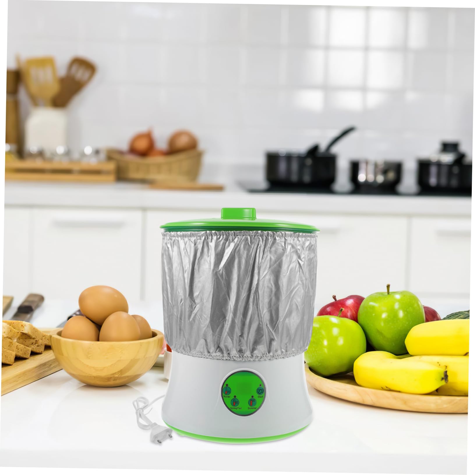 Happyyami Máquina Inteligente para Hacer Brotes de Soja de Doble Capa para Hogar, Gran Capacidad 220v Control por Microordenador, Sistema Automático de Circulación de Agua y Calentamiento