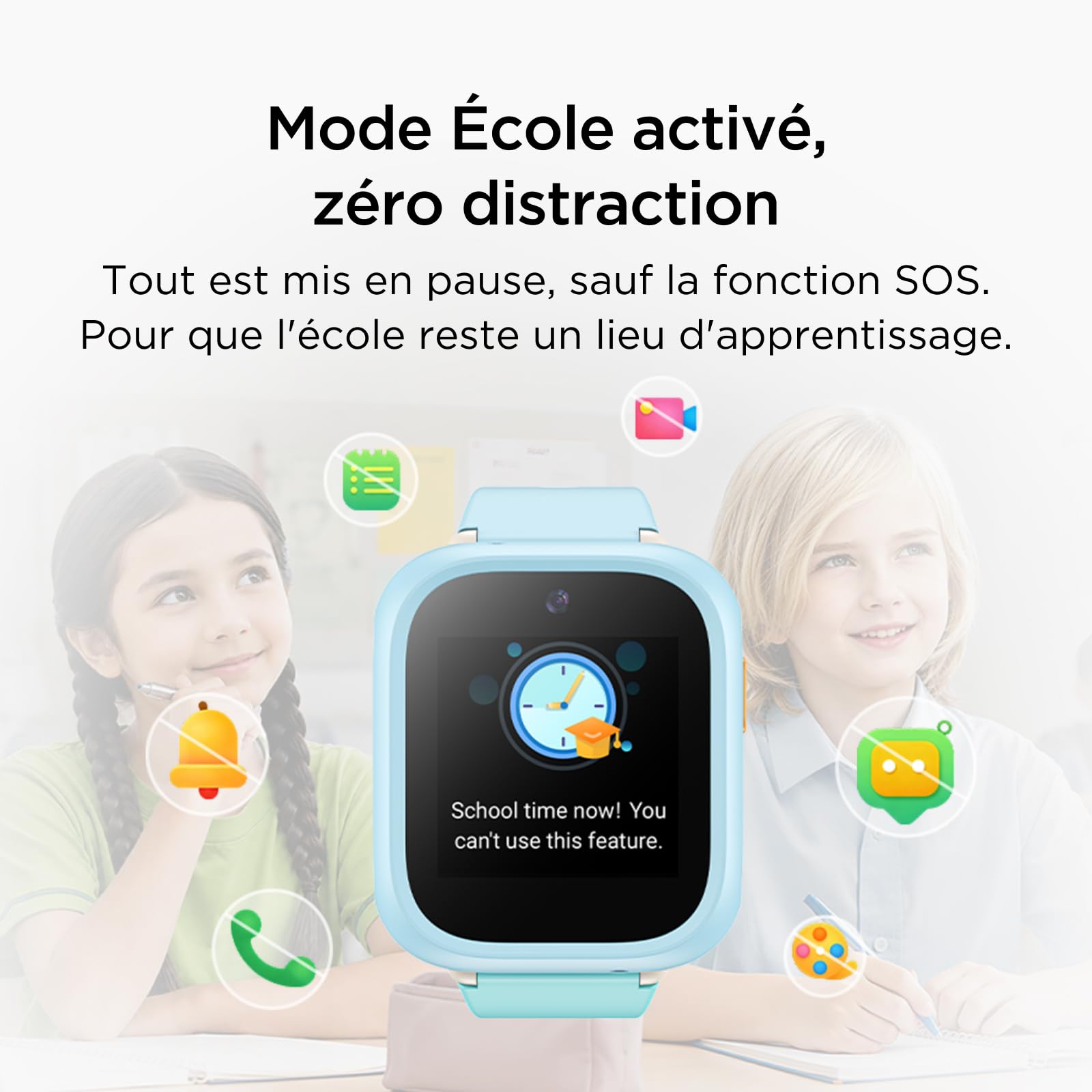 TCL Kids Watch K5, Fine, sûre, GPS précis, appels vidéo, RGPD, Nano-SIM, Rose