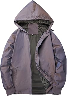 rtdgcv Softshell Jacket Men's Waterproof Male Autumn and Winter Colour Gradient Long Sleeve Jacket with Pockets and Zip and Hooded Jacket Winter Jacket Men's Offers Outdoor Jackets for Men