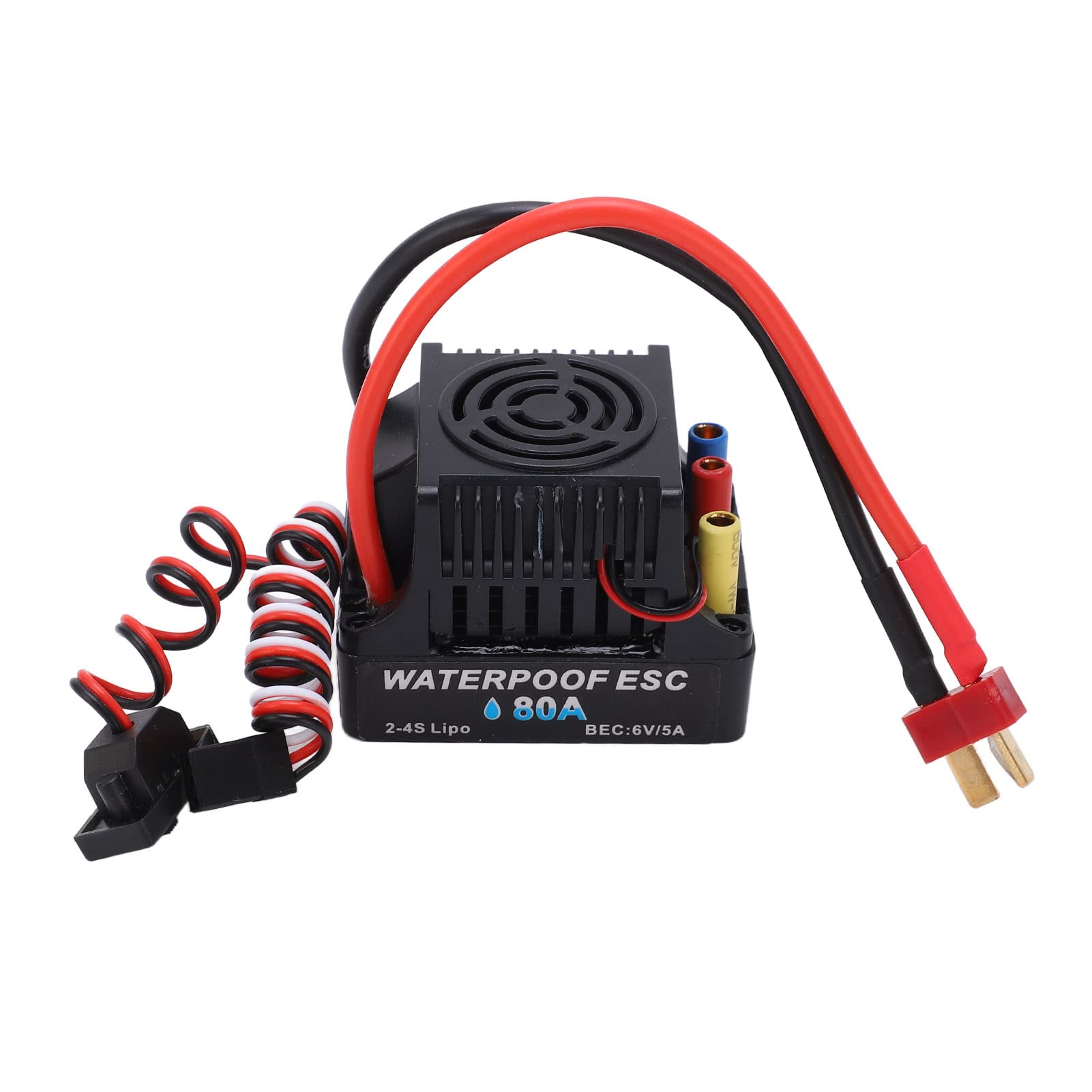 RiToEasysports Elektronischer Geschwindigkeitsregler ESC für 1/8 RC-Auto, 80A Brushless Technologie, 6V 5A SBEC, Zubehör für RC-Modelle, RC Spielzeug für Modelleerfahren und OutdoorAktivitäten