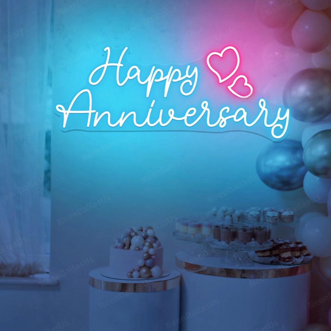 Happy Anniversary - Targa al neon Happy Anniversary LED, luce Happy Anniversary, targa per matrimoni, celebrazioni, feste, decorazioni per coppie, regali