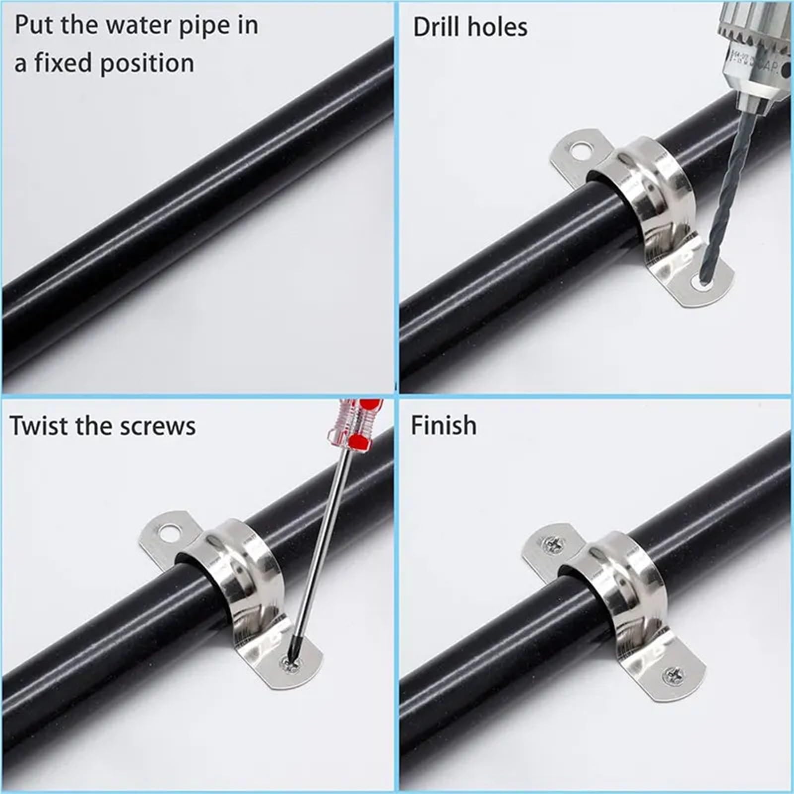 Abrazadera de correa de tubo en U de acero inoxidable M5-M200, 10 Uds., Clip de montaje de dos agujeros for fijación de tuberías y cables(M20)