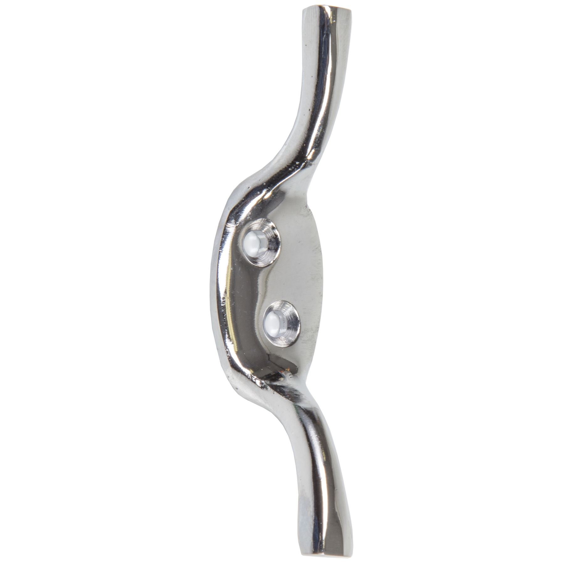 Polished Chrome Cleat Hook - 75mm Metal Blind/Curtain Wall Tie Back