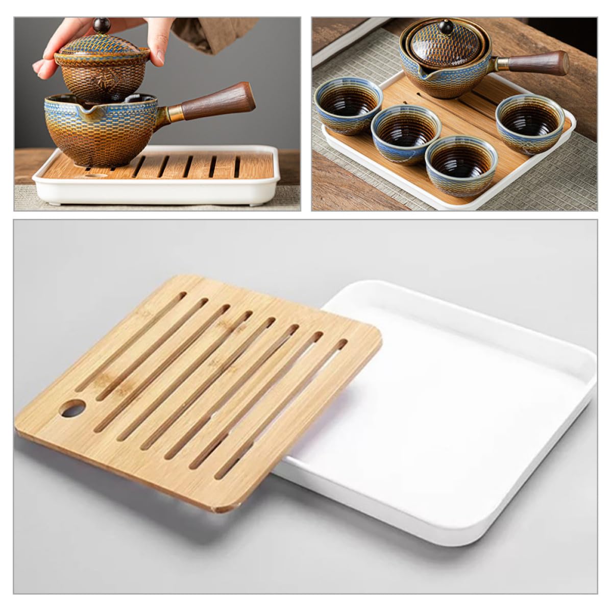 DOITOOL Juego de Té de Cerámica Portátil Tetera Giratoria y Bolsa de Lona para Viaje y Oficina, Diseño Práctico y Elegante para Aficionados al Té
