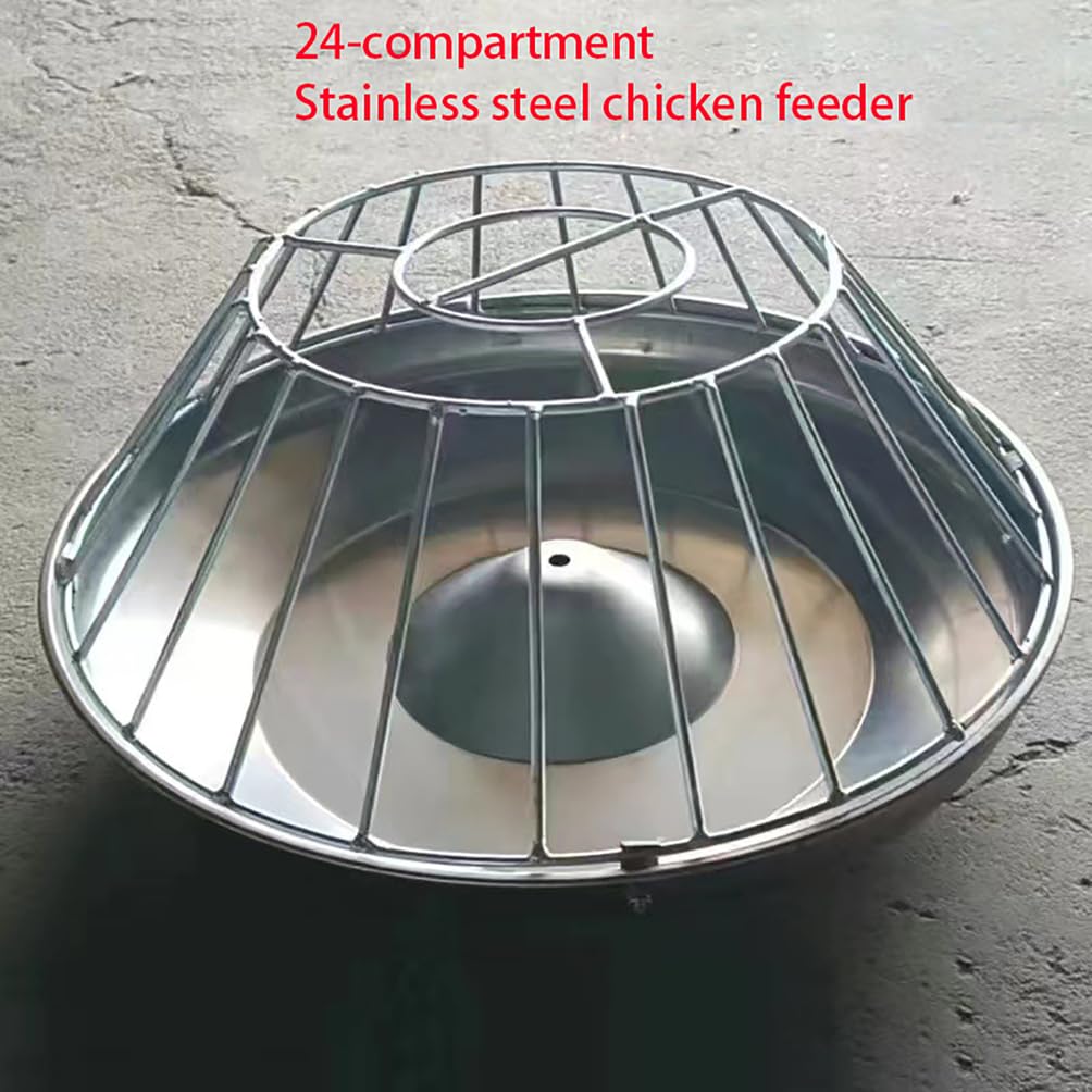 Comedero de pollo de acero inoxidable, dispensador de alimentos para aves de corral de gran capacidad para cocinar al aire libre, pollos pequeños y patos