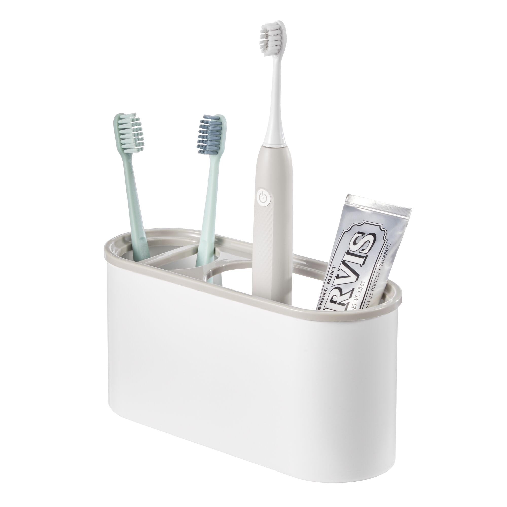 iDesign - Supporto per bagno - Spazzolino manuale ed elettrico - Bianco/Stazione dentale satinata