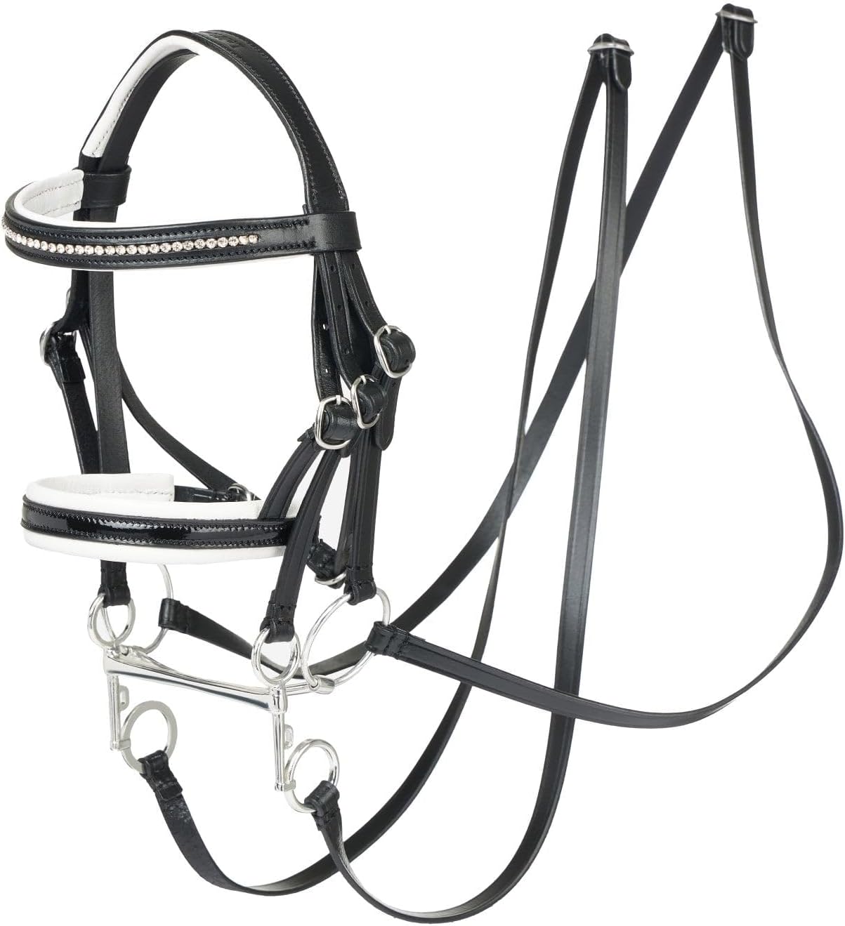 LeMieux Hobby Horse Double Bridle Black - Suitable for Hobby Horses - Leather with Functional Buckles - Two Sets of Reins - Educational Toy