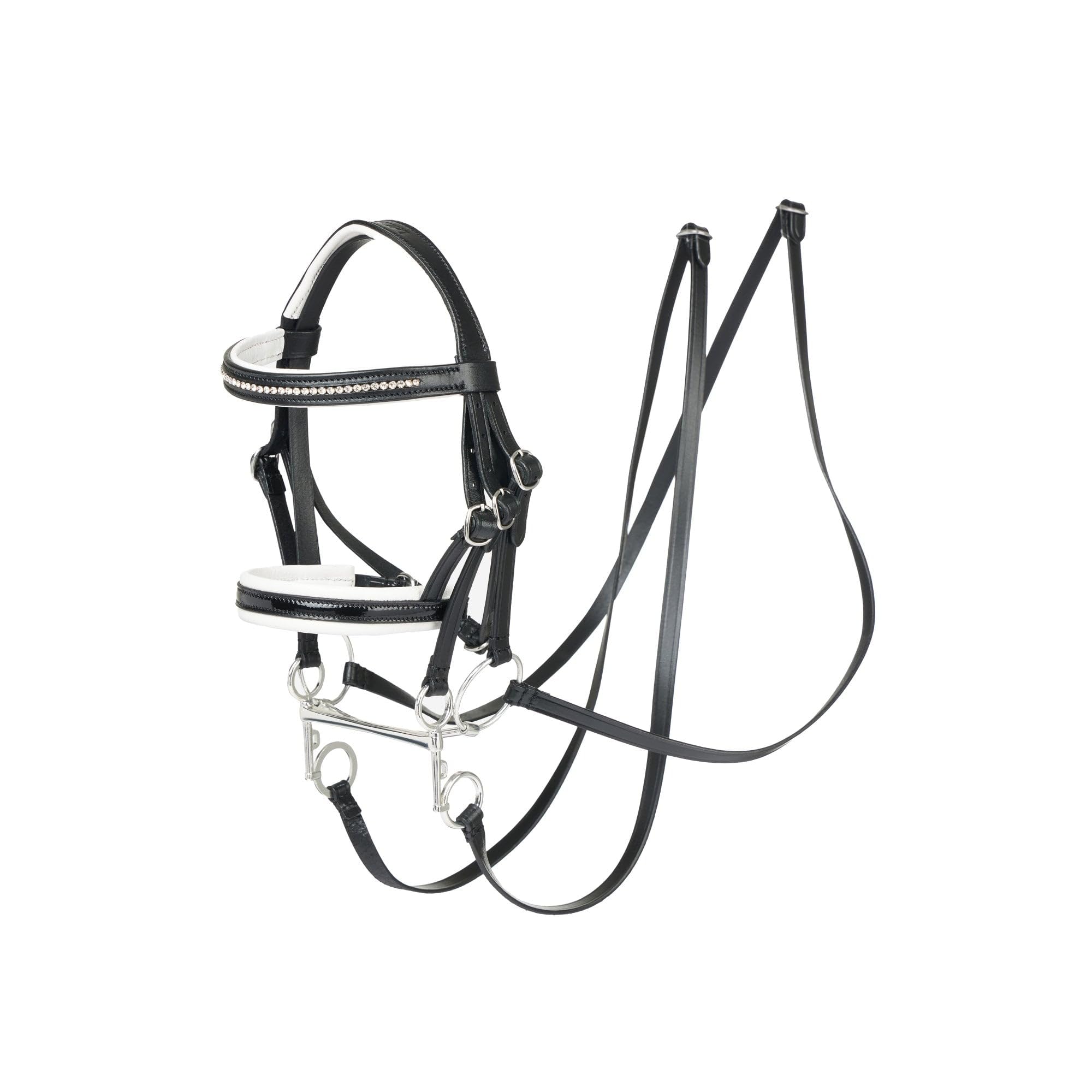 LeMieux Hobby Horse Doppeltrense schwarz - passend für Hobbypferde - Leder mit funktionalen Schnallen - Zwei Sätze Zügel - Lernspielzeug