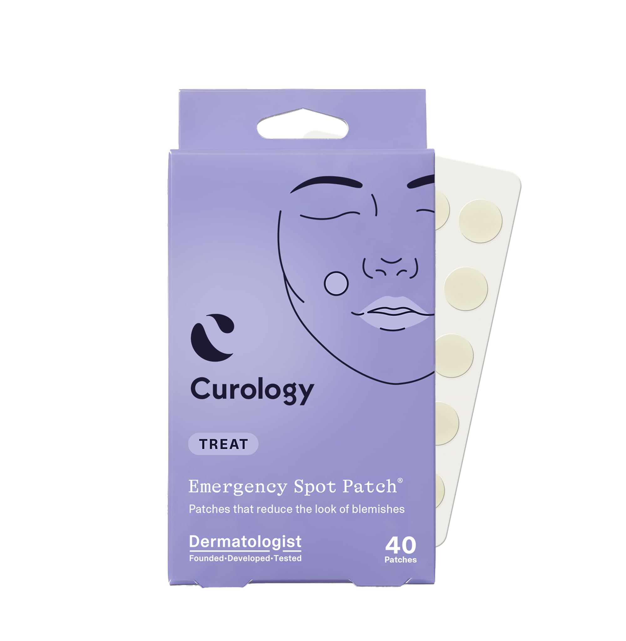 Curology Emergency Spot Pimple Patches for Face, Stocking Stuffer Gifts, Hydrocolloid Pimple Patches Fast-Acting, 40 Count