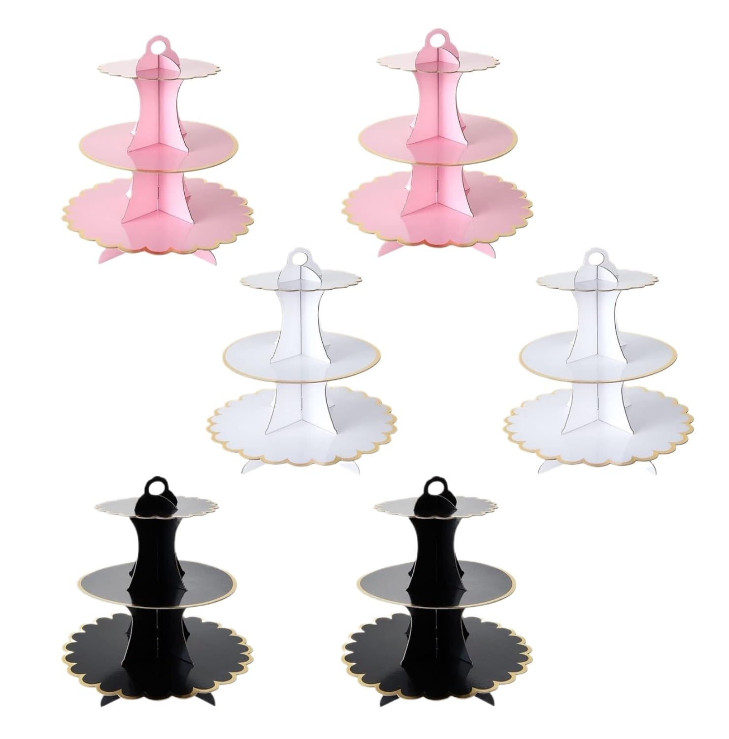Soporte para Tartas Bodas Fiestas Paquete De 6 Soportes Cartón For Cupcakes 3 Niveles, Multicolores