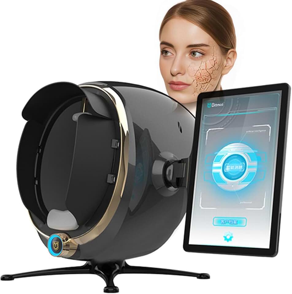 AI Skin Analyzer Machine, Facial Skin Analysis, 3D Skin Problem Detection Machine with 8 Spectra, 5 Dimensions &amp; 14 Indicators Data Analysis, for Comprehensive Skin Issue Detection,Black