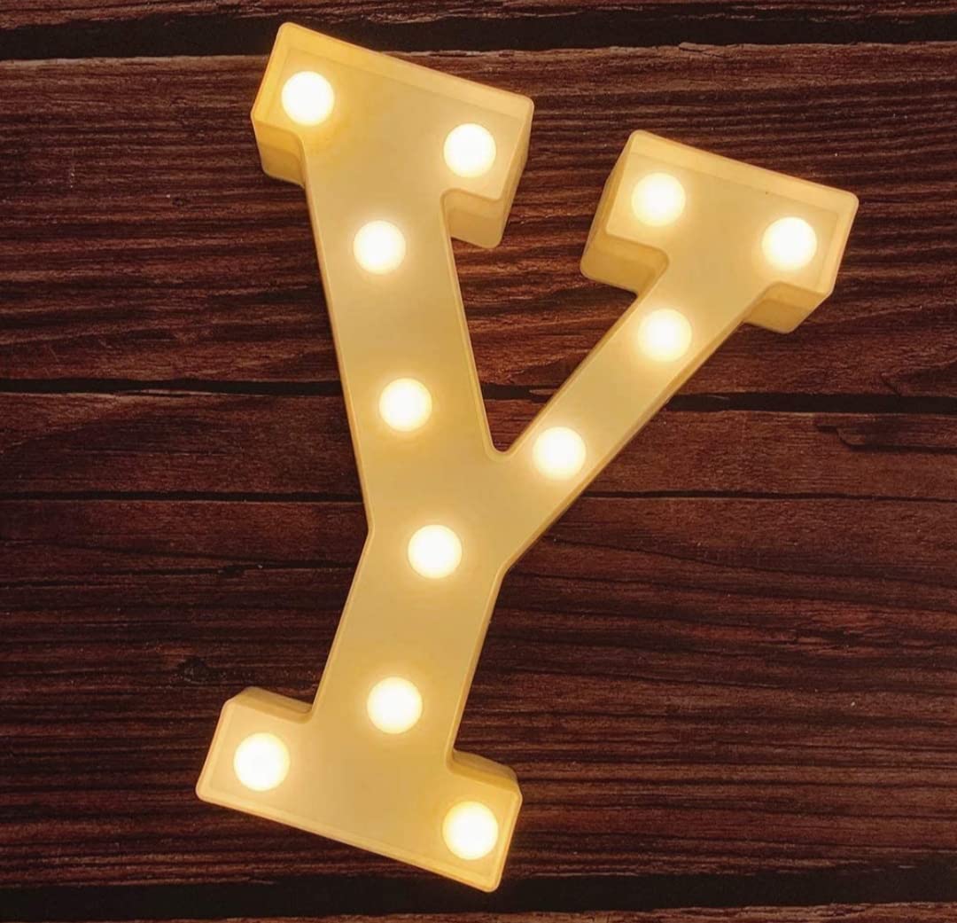 VRB Dec™ Night Light LED Marquee Sign-Baby Light-Battery Operated Nursery Lamp, Decorative for Kid's Room/Party/Home/Wall Décor Party and Wall Lamp (Pack of 1) (Y)