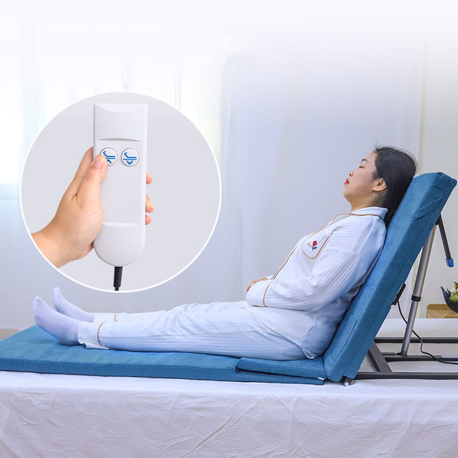 Almohada eléctrica ajustable de apoyo para la espalda con reposabrazos para levantamiento de potencia en la cama, ayuda para sentarse y pararse