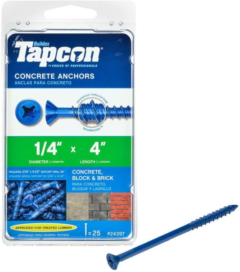 TW Brands Tapcon 24397 1/4x4 Concrete Anchor-25Pack