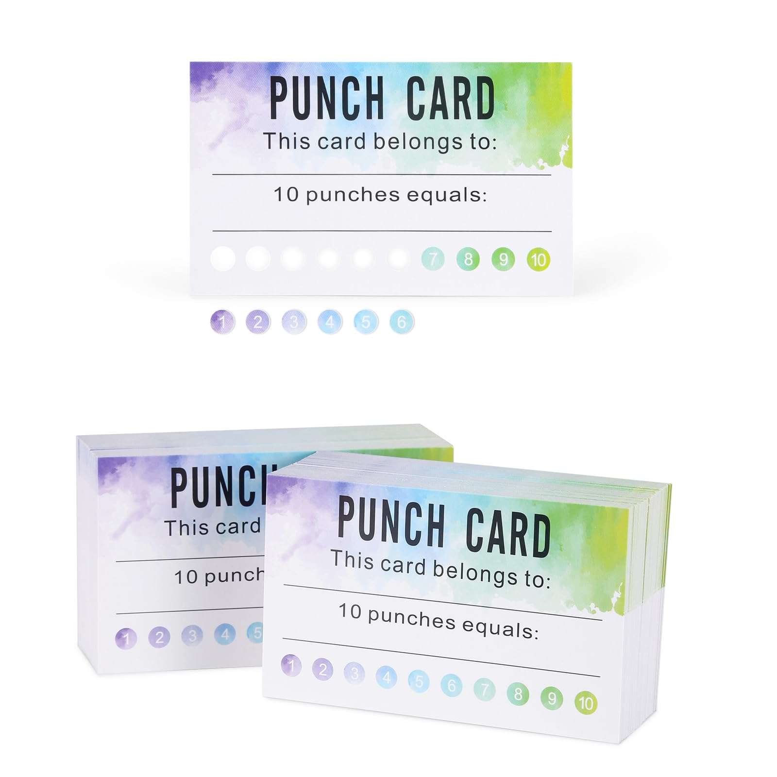 ONEDONE Punch Cards 200 Pack - Reward Punch Cards for Kids Classroom Incentive Awards for Students Teachers Supplies - 3.5" x 2" Watercolor