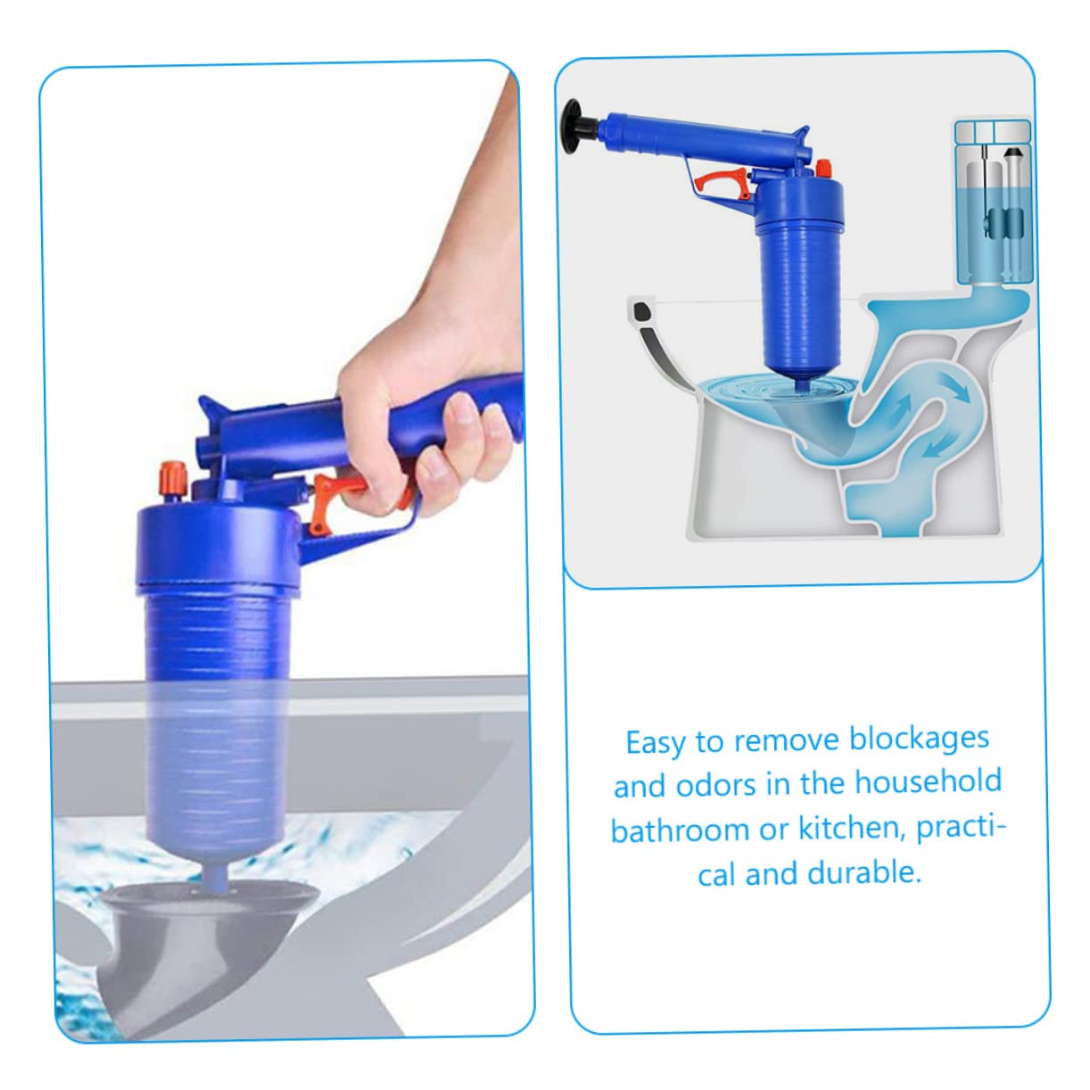 Déboucheur de Canalisations à Air Comprimé Abs pour Toilettes et Évier 1 Set Ventouses de Tailles Différentes Nettoyage Rapide au Quotidien