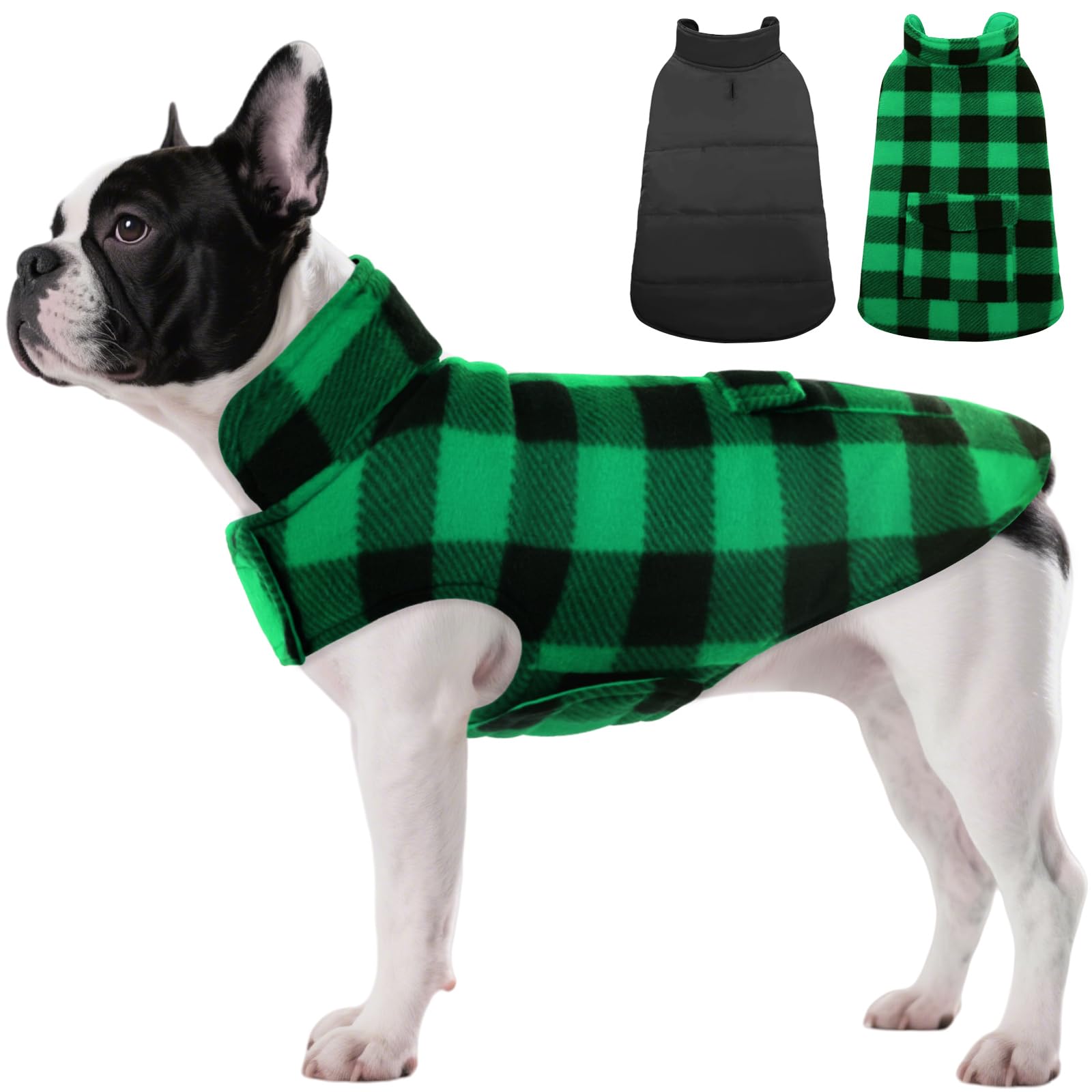 ASENKU Cappotto Cane Impermeabili Invernale, Cappottino Cane Reversibile Antivento Freddo, Calda Giacca per Cani Taglia Piccola S, Gilet per Cani con Fodera in Lana Protegge Dal Freddo