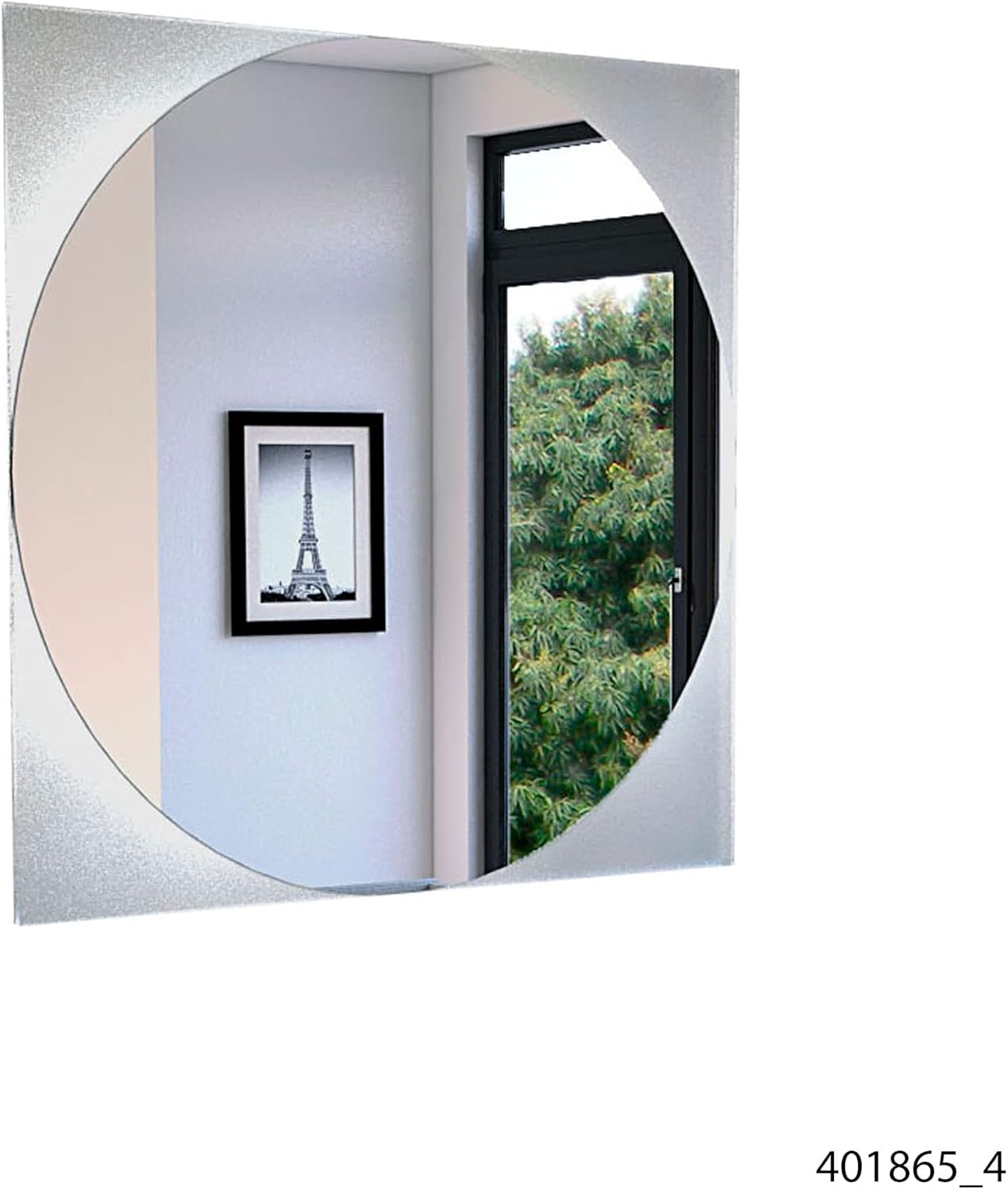 Salerno Mirror, Square Shape, Sandblasting Borders -Mirrored Glass